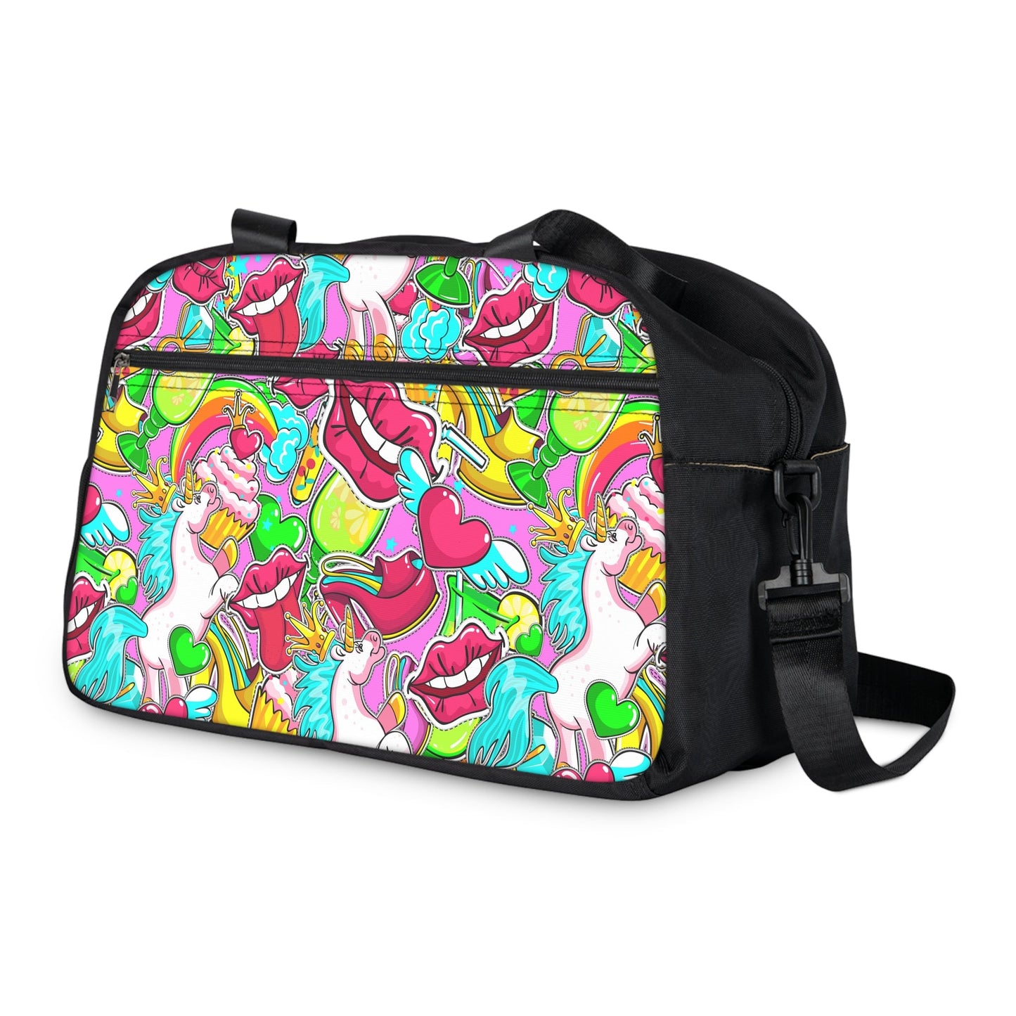 Fitness Handbag - Vibrant Pop Art - 12.4’’ x 13.3’’ / Black - Bags