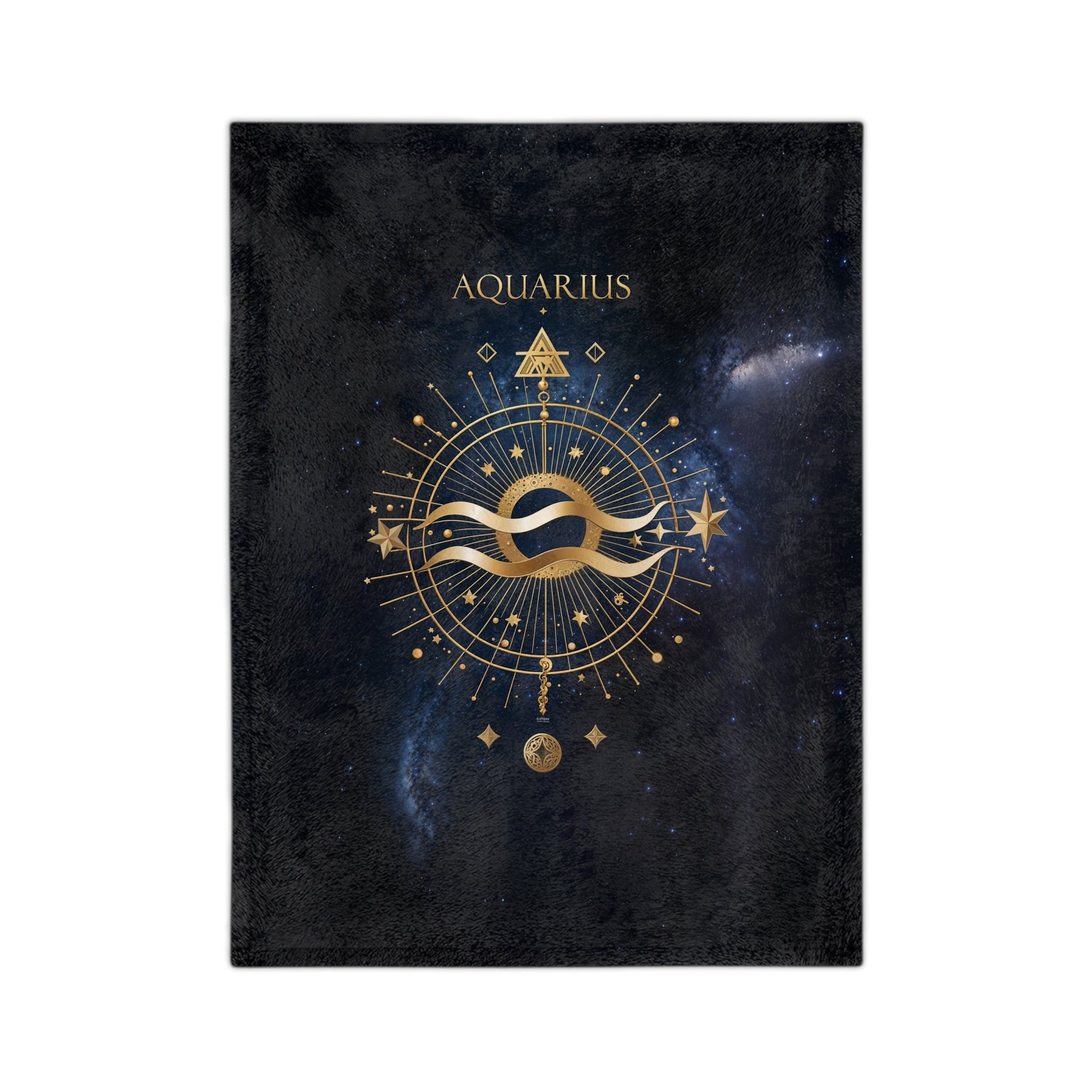 Fleece Blanket - Aquarius Zodiac Celestial Design - 40’’ × 30’’ - Home Decor