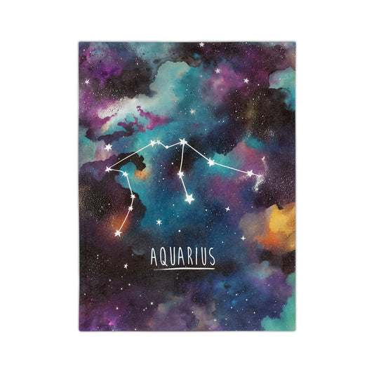 Fleece Blanket - Aquarius Zodiac Celestial Design - 40’’ × 30’’ - Home Decor