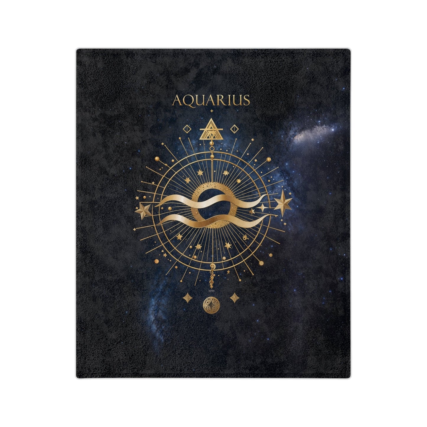 Fleece Blanket - Aquarius Zodiac Celestial Design - 60’’ × 50’’ - Home Decor