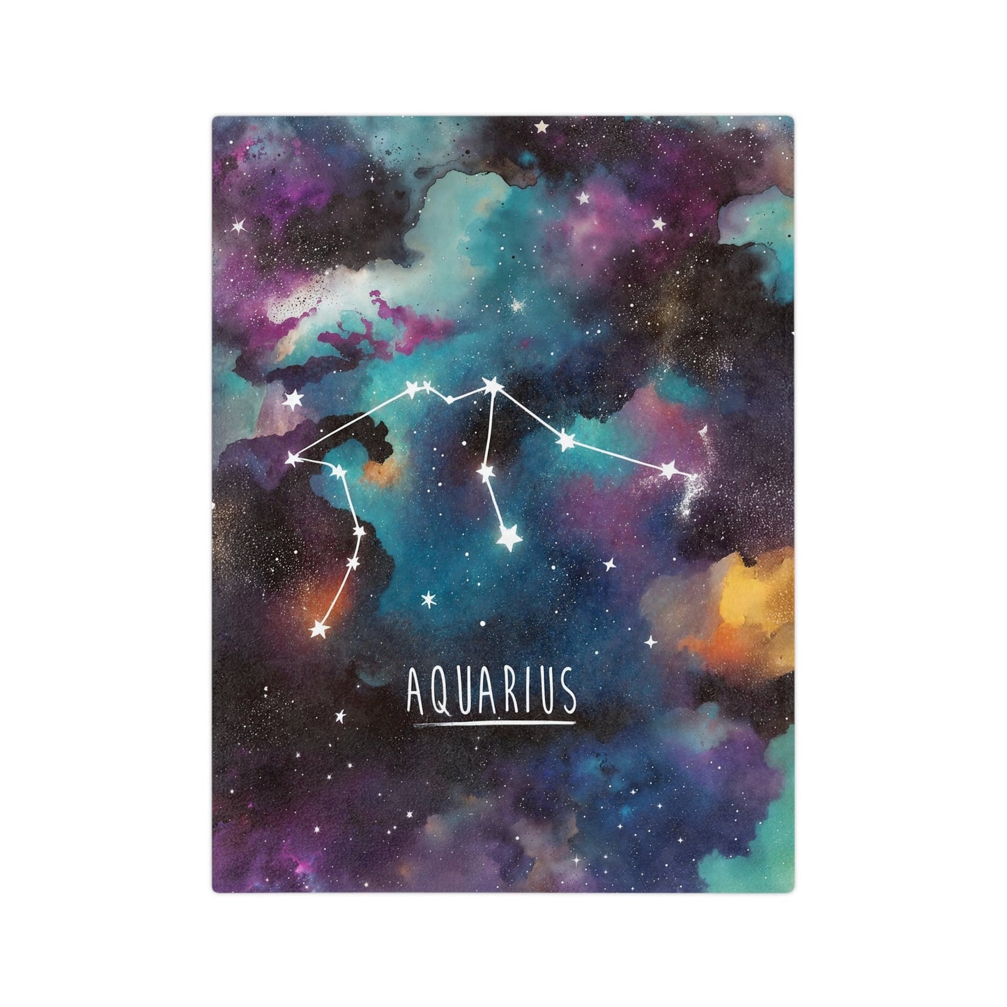 Fleece Blanket - Aquarius Zodiac Celestial Design - 80’’ × 60’’ - Home Decor