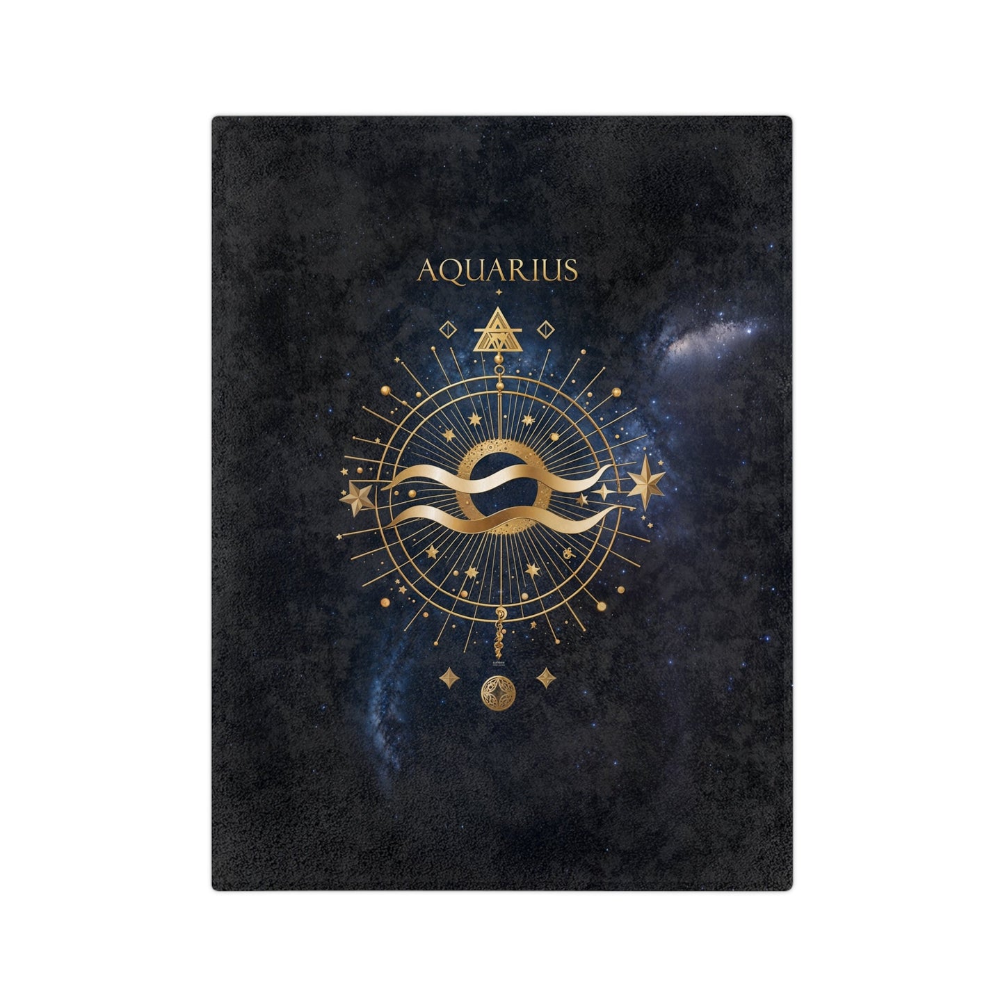 Fleece Blanket - Aquarius Zodiac Celestial Design - 80’’ × 60’’ - Home Decor