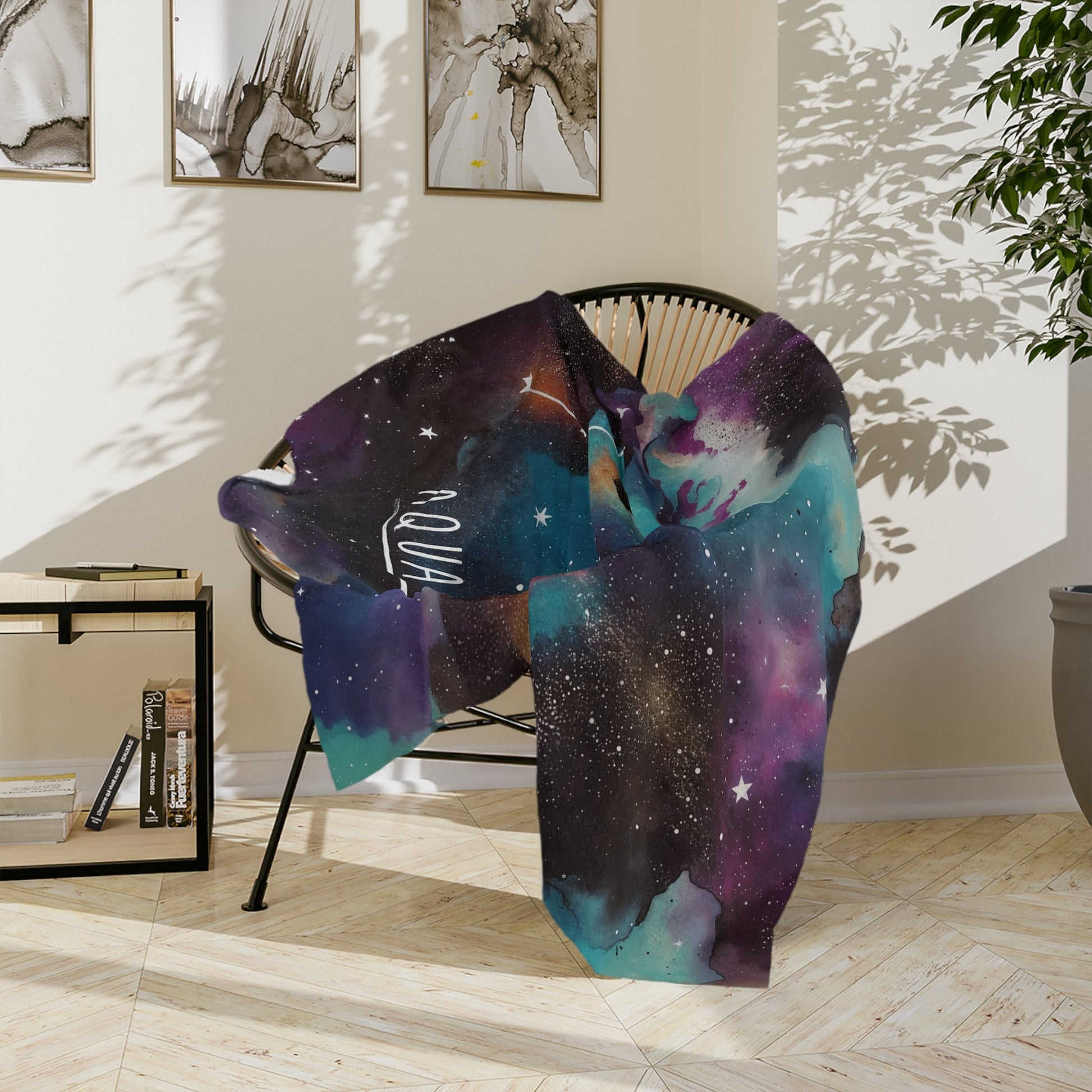 Fleece Blanket - Aquarius Zodiac Celestial Design - Home Decor