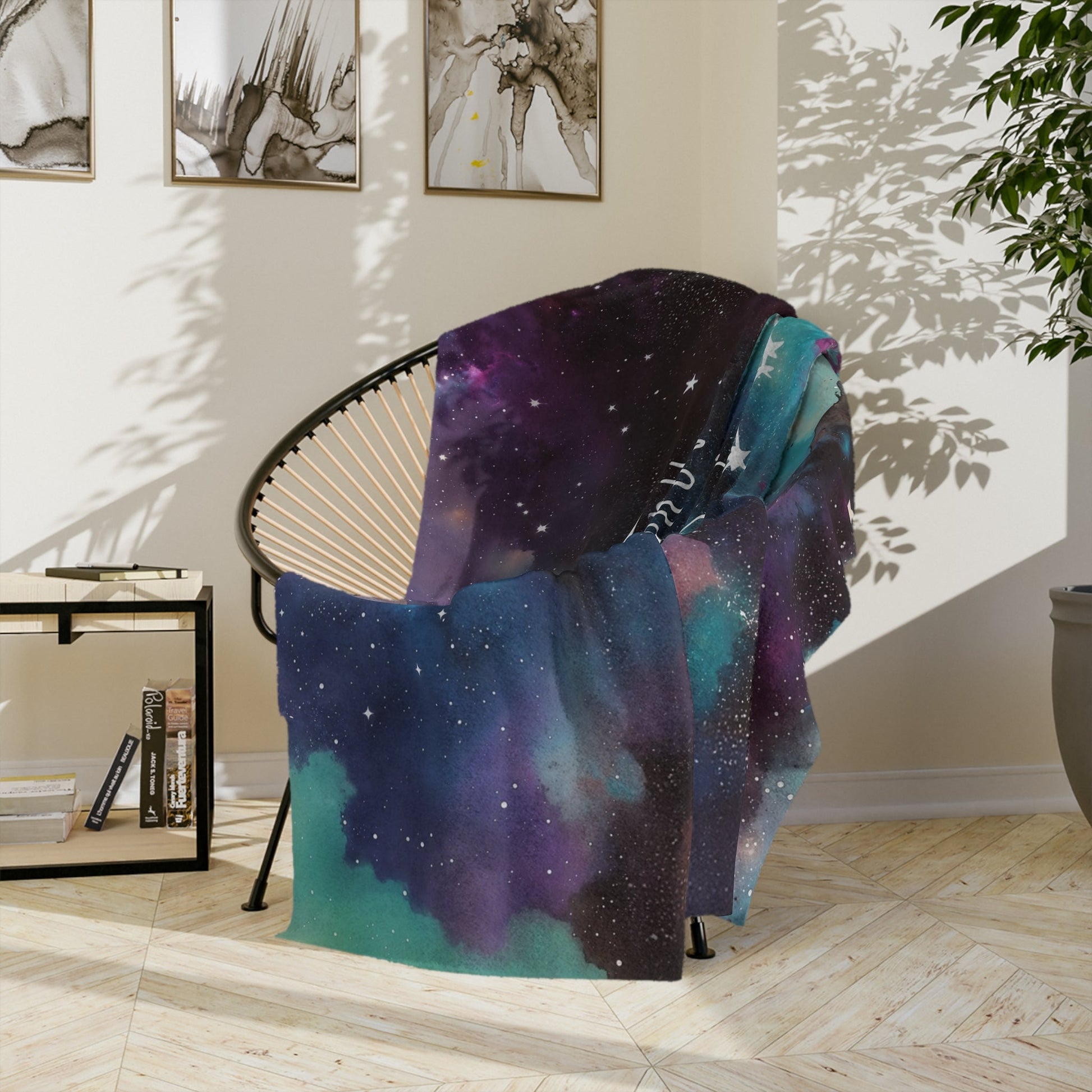 Fleece Blanket - Aquarius Zodiac Celestial Design - Home Decor