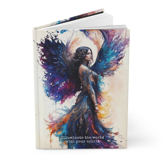 Hardcover Journal Matte - Angel Woman Watercolor Portrait Artistic Notebook A5 - Journal - Paper products