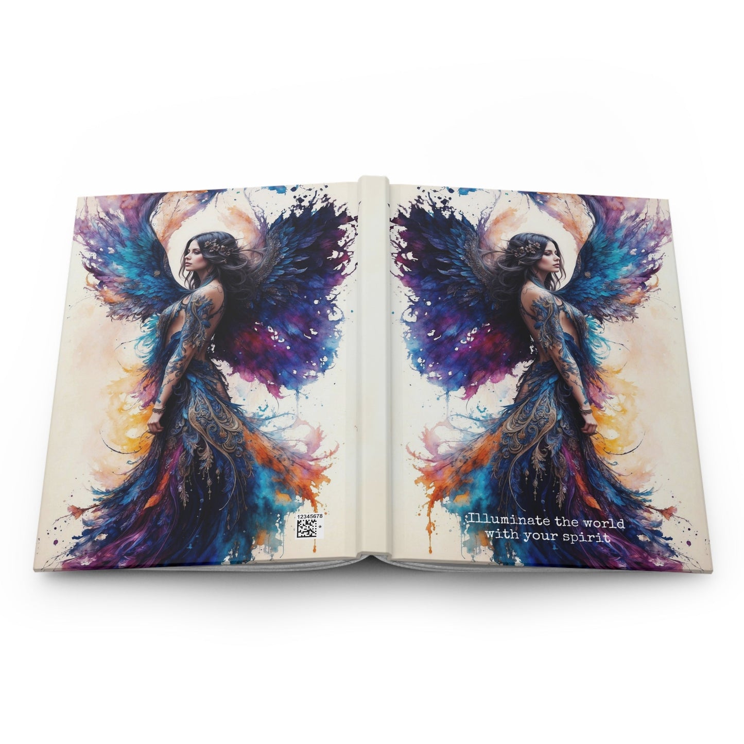 Hardcover Journal Matte - Angel Woman Watercolor Portrait Artistic Notebook A5 - Journal - Paper products
