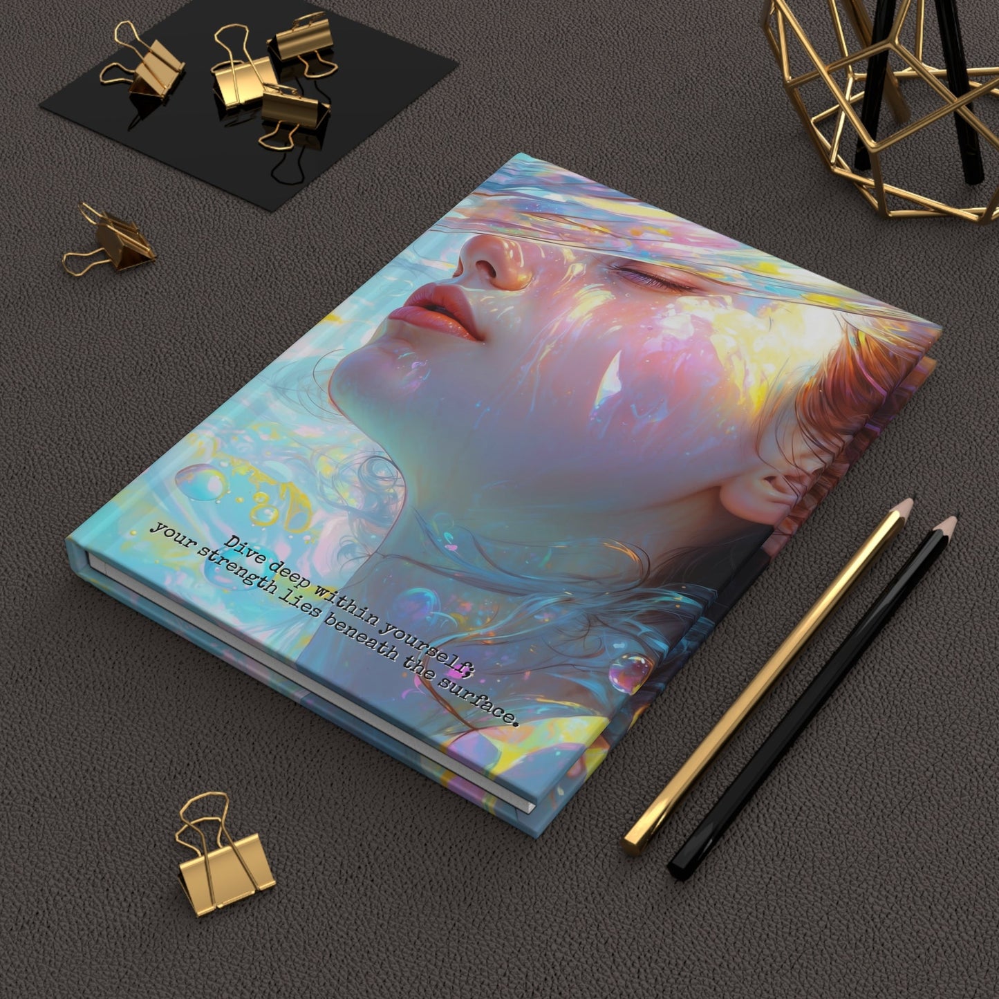 Hardcover Journal Matte - Expressive Portrait of a Woman A5 - Journal - Paper products