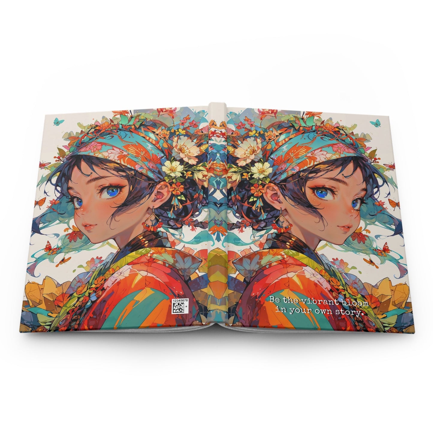 Hardcover Journal Matte - Floral Anime Muse Illustration A5 - Journal - Paper products