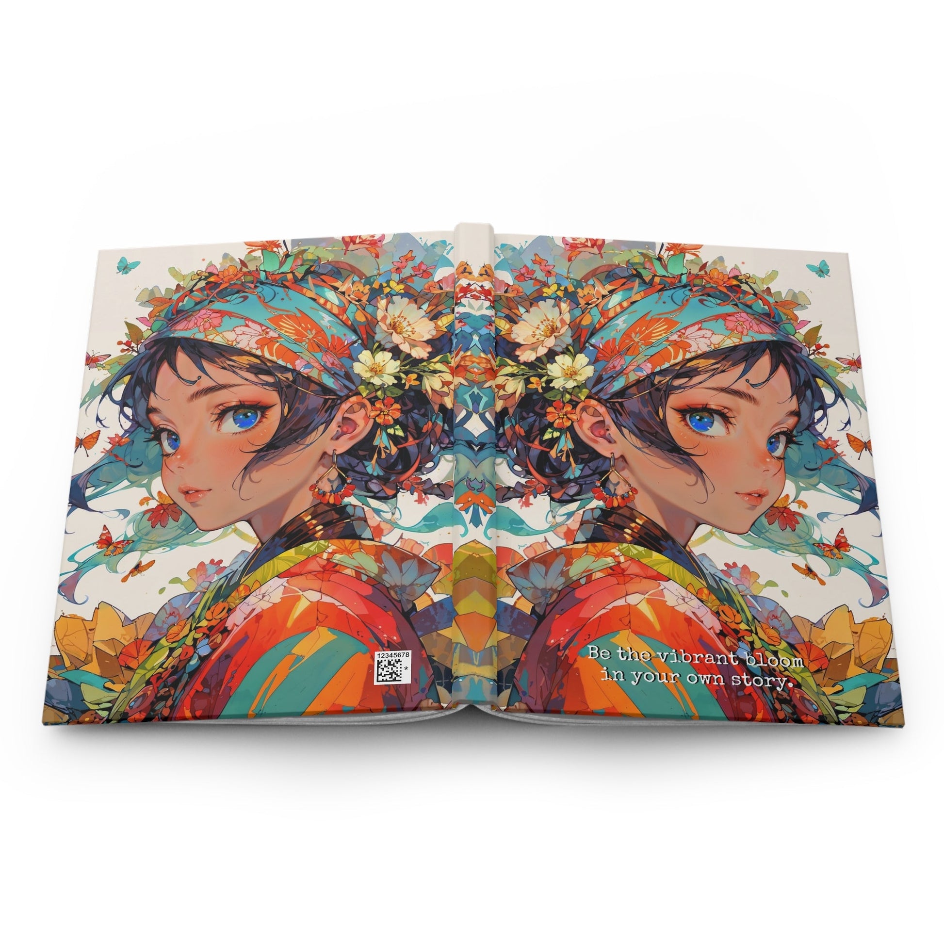 Hardcover Journal Matte - Floral Anime Muse Illustration A5 - Journal - Paper products