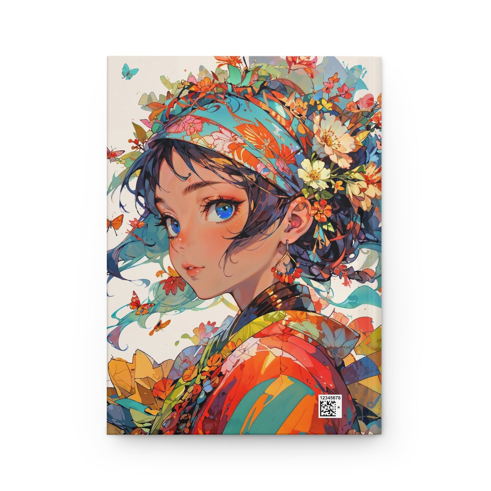 Hardcover Journal Matte - Floral Anime Muse Illustration A5 - Journal - Paper products