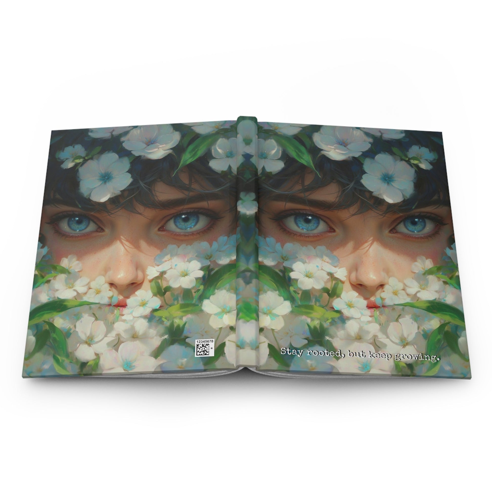 Hardcover Journal Matte - Illustrated Floral Face Art Print A5 - Journal - Paper products