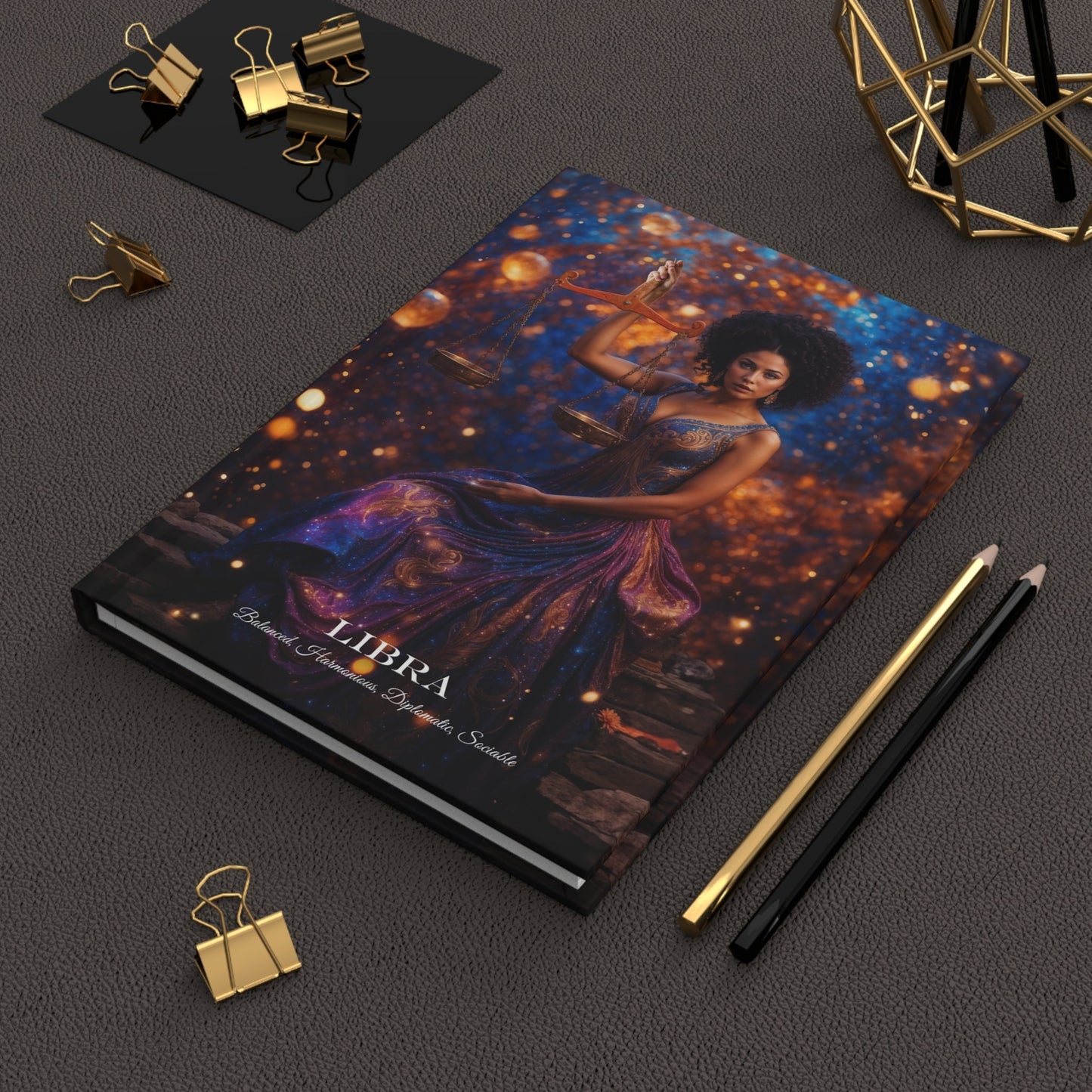 Hardcover Journal Matte - Libra Zodiac Sign Astrology Diary Notebook A5 - Journal - Paper products