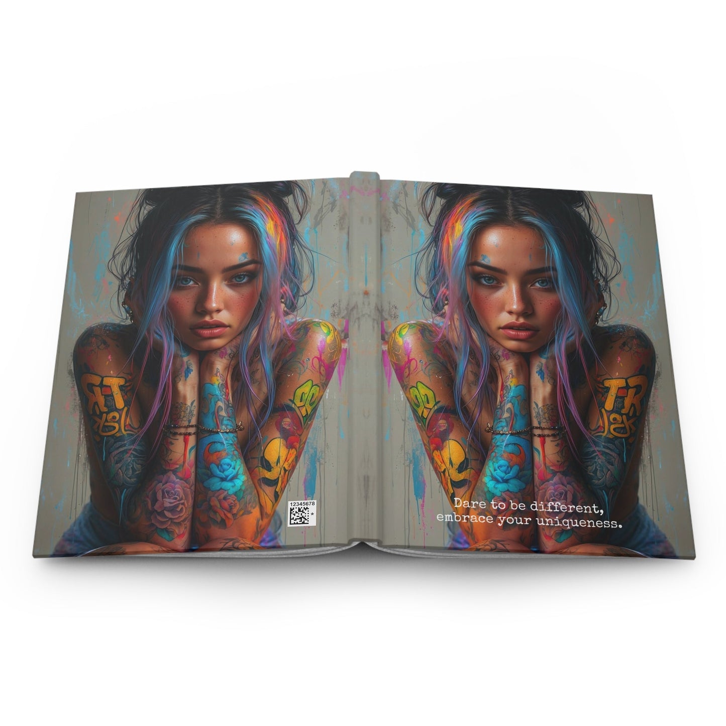Hardcover Journal Matte - Tattooed Woman Digital Art A5 - Journal - Paper products