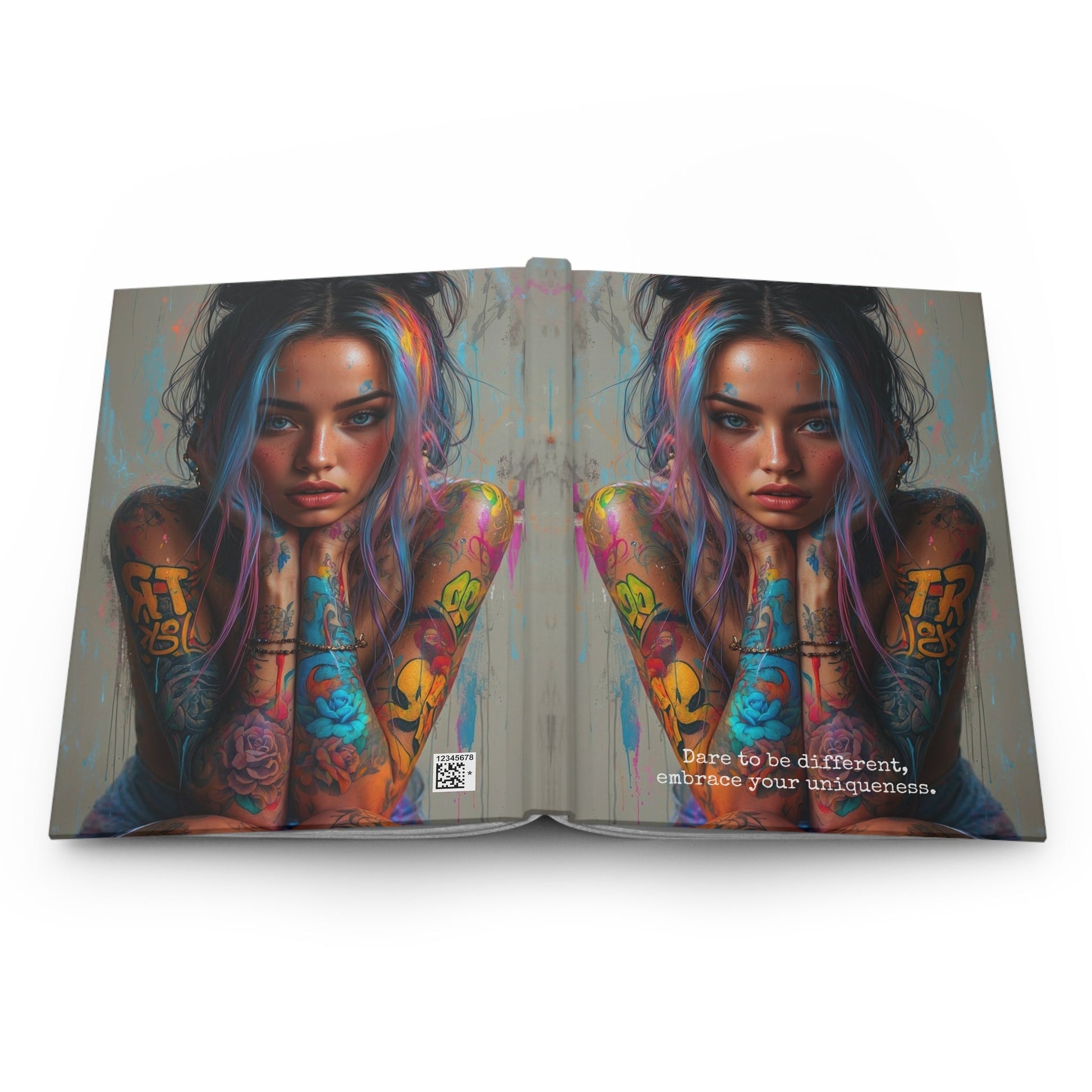 Hardcover Journal Matte - Tattooed Woman Digital Art A5 - Journal - Paper products