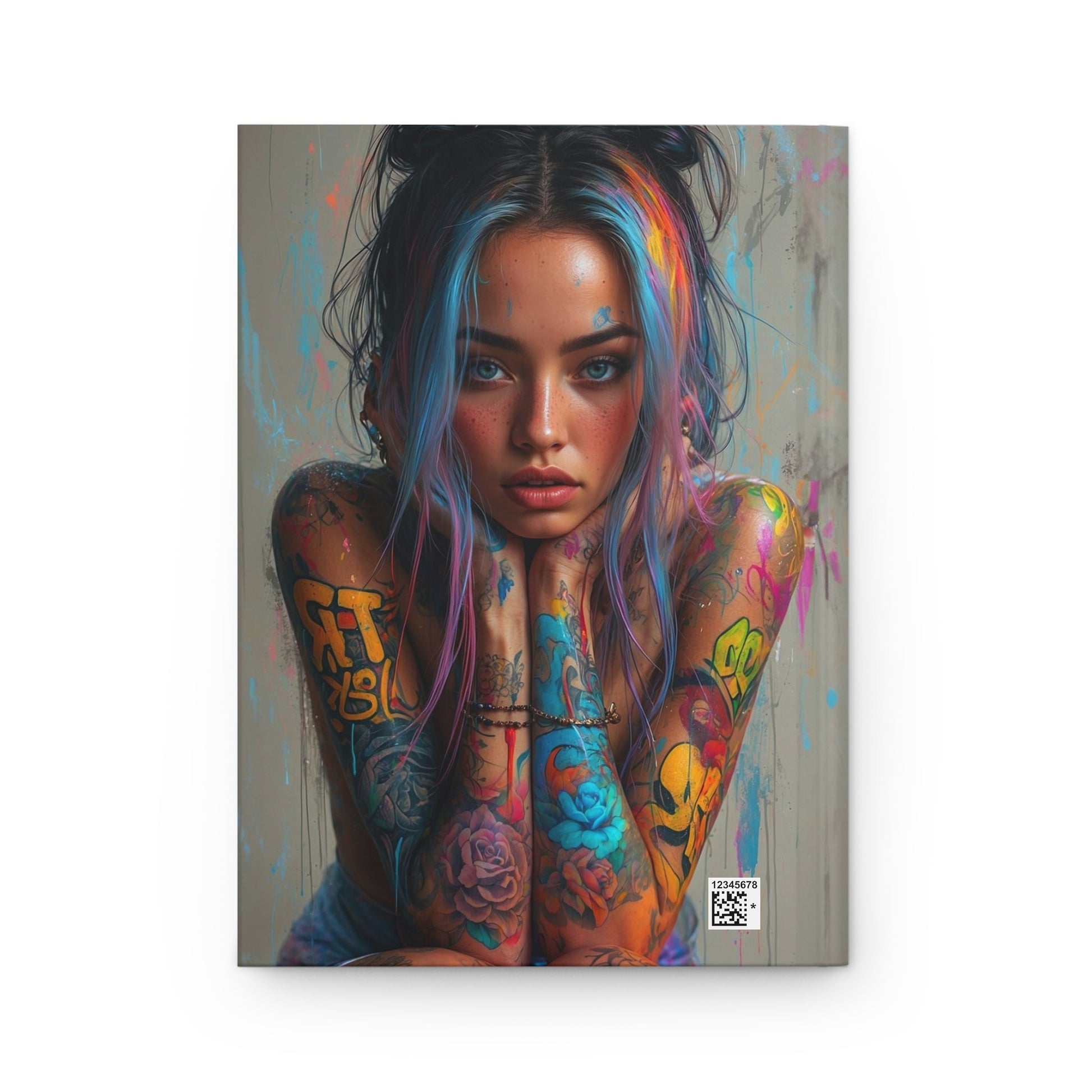 Hardcover Journal Matte - Tattooed Woman Digital Art A5 - Journal - Paper products