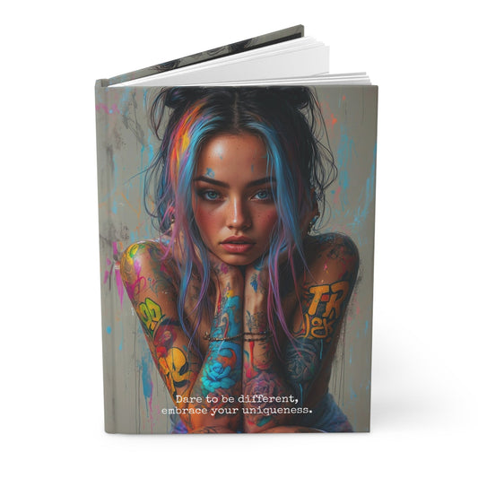 Hardcover Journal Matte - Tattooed Woman Digital Art A5 - Journal - Paper products
