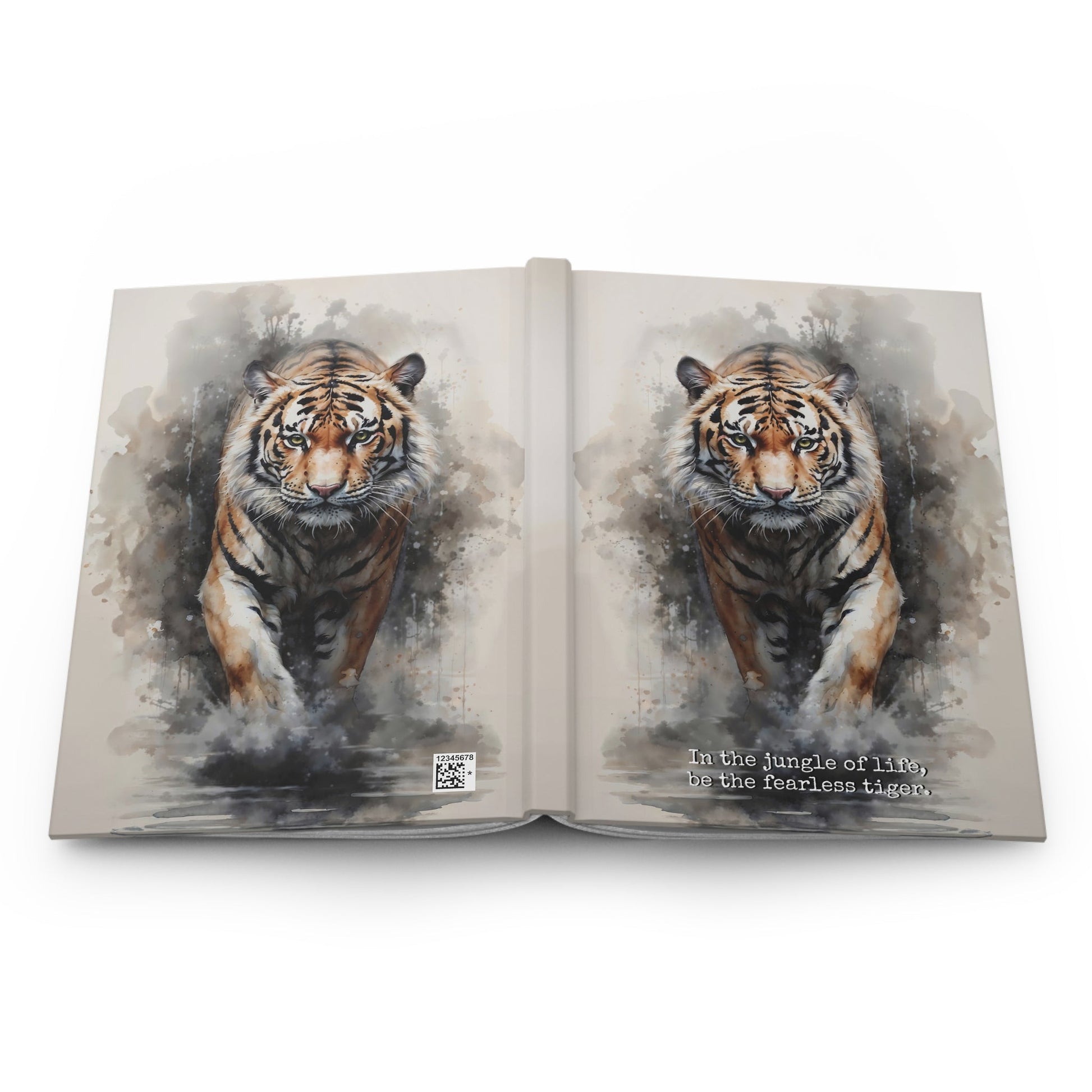 Hardcover Journal Matte - Watercolor painting of mjesti Tiger A5 - Journal - Paper products