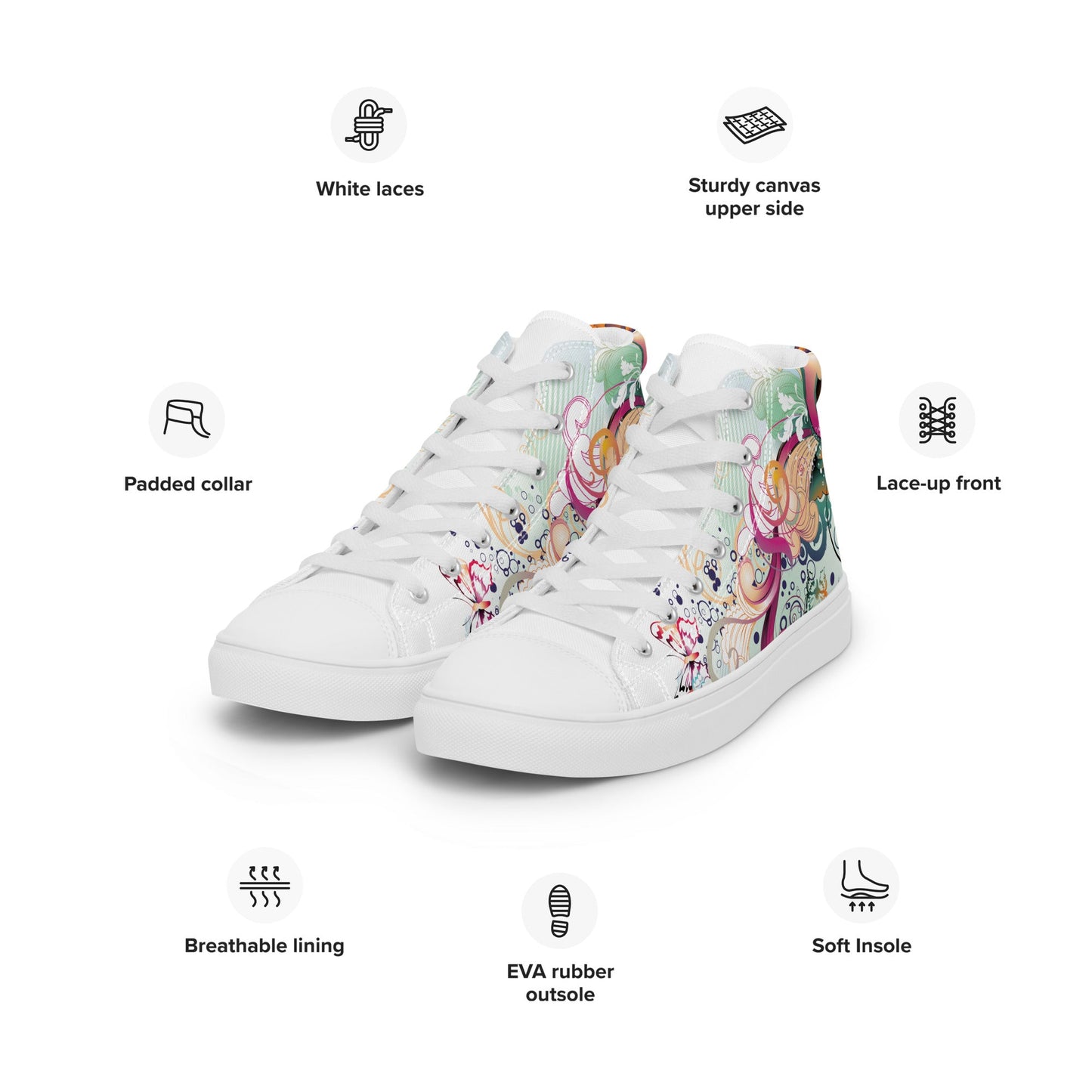 High top canvas shoes - Floral Ornaments - Shoes
