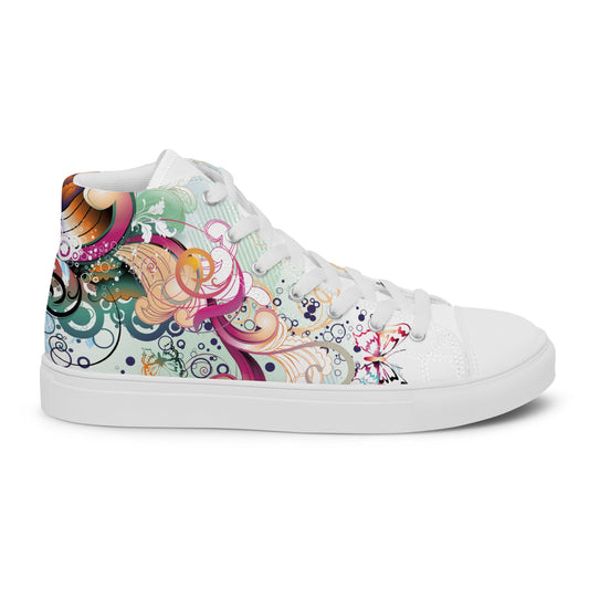 High Top Canvas Shoes! Featuring a dynamic and colorful abstract design