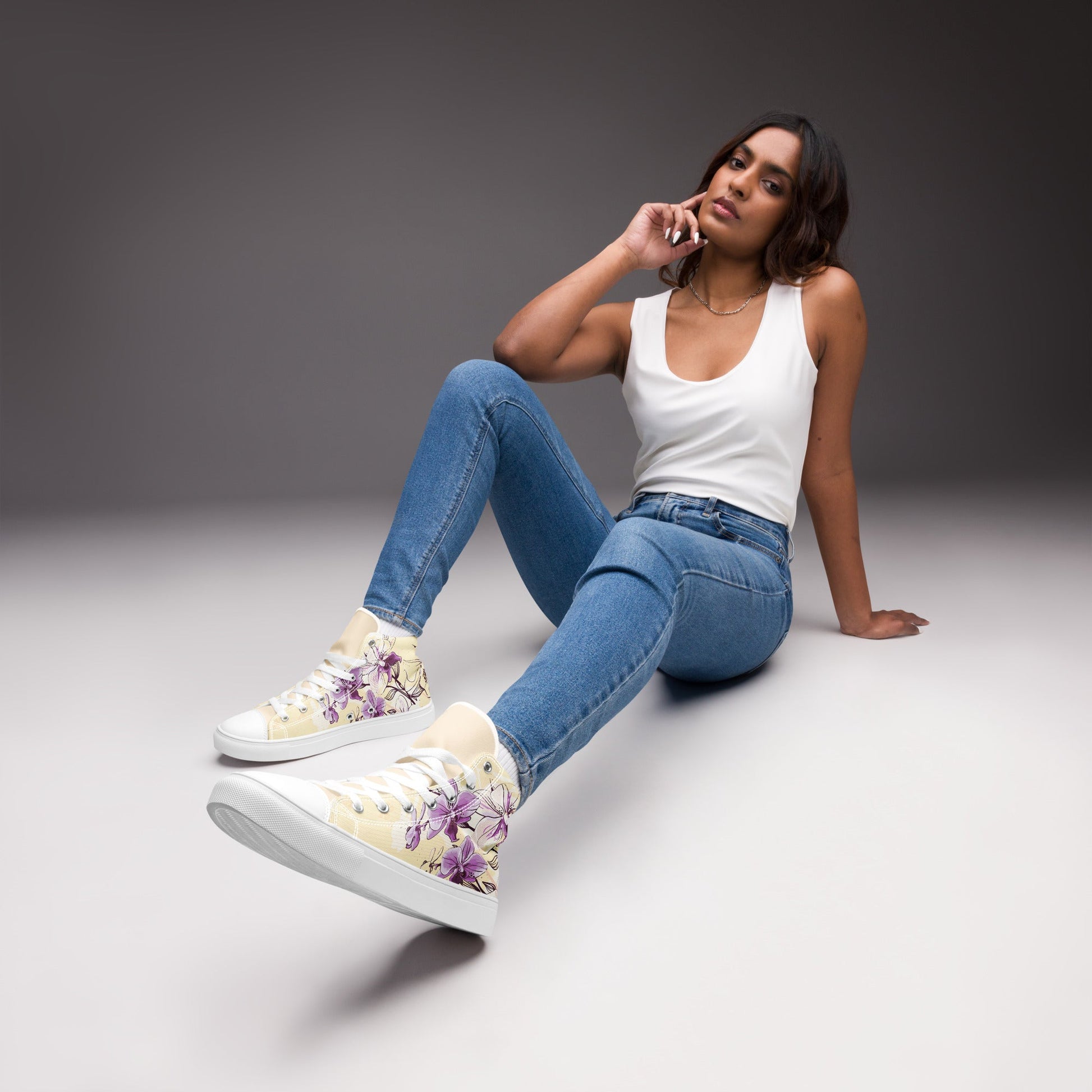 High top canvas shoes - Orchid flower - Shoes