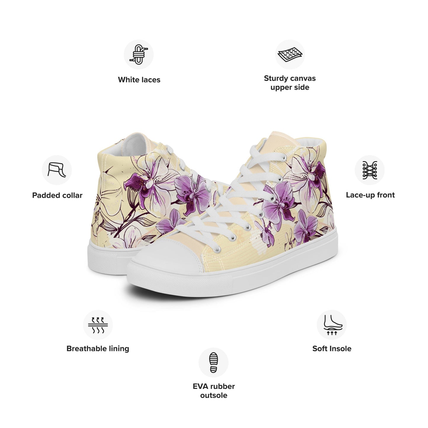 High top canvas shoes - Orchid flower - Shoes