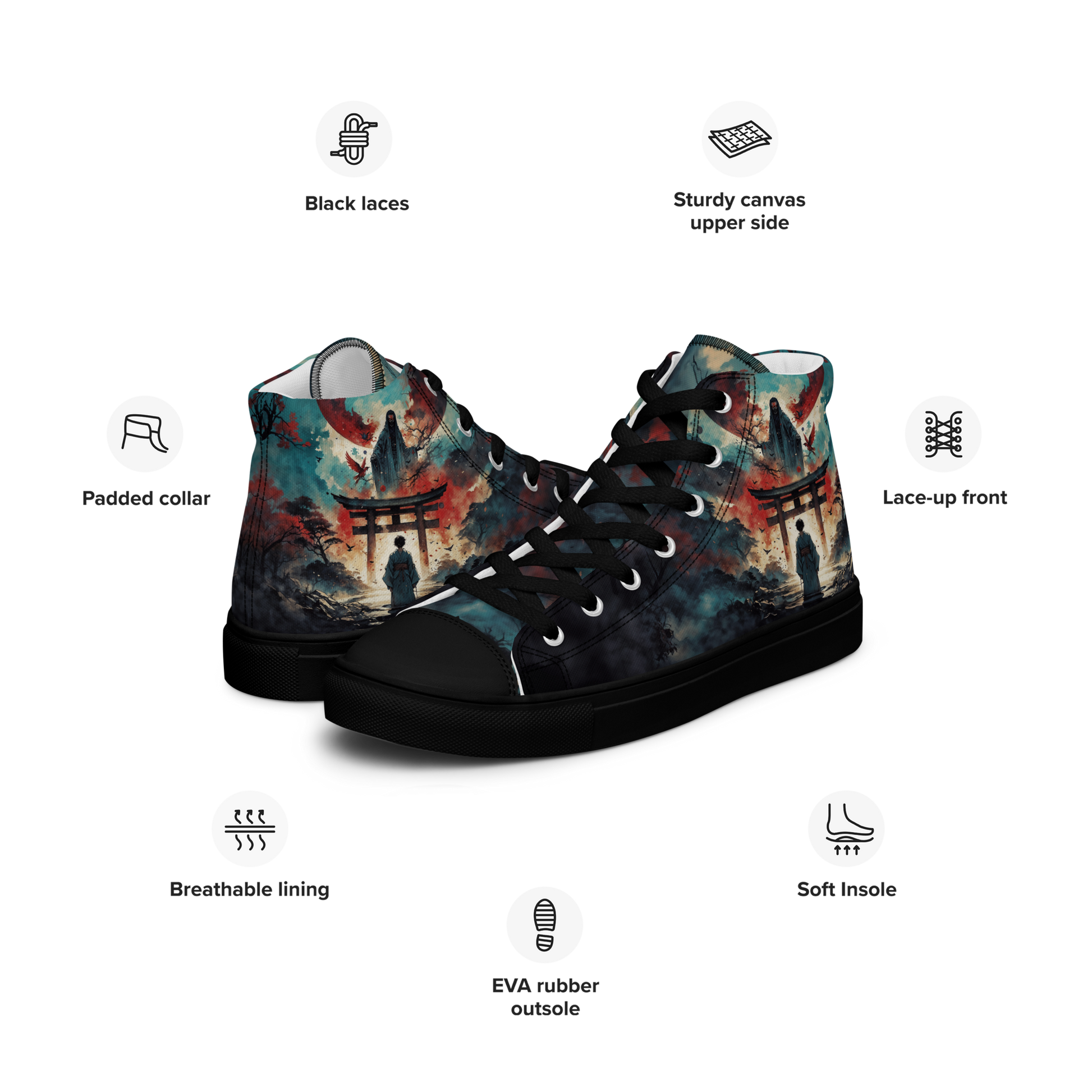 High Top Canvas Shoes- Samurai Spirit - Shoes