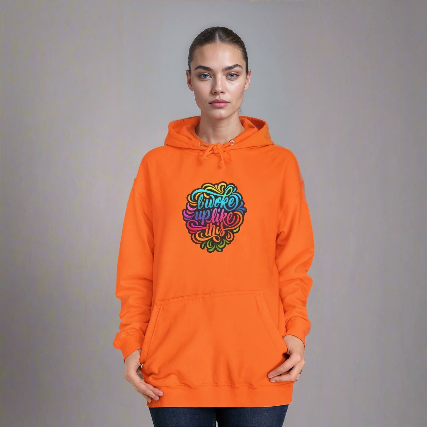 Woke Up Like This Hoodie – Unisex College Casual Wear