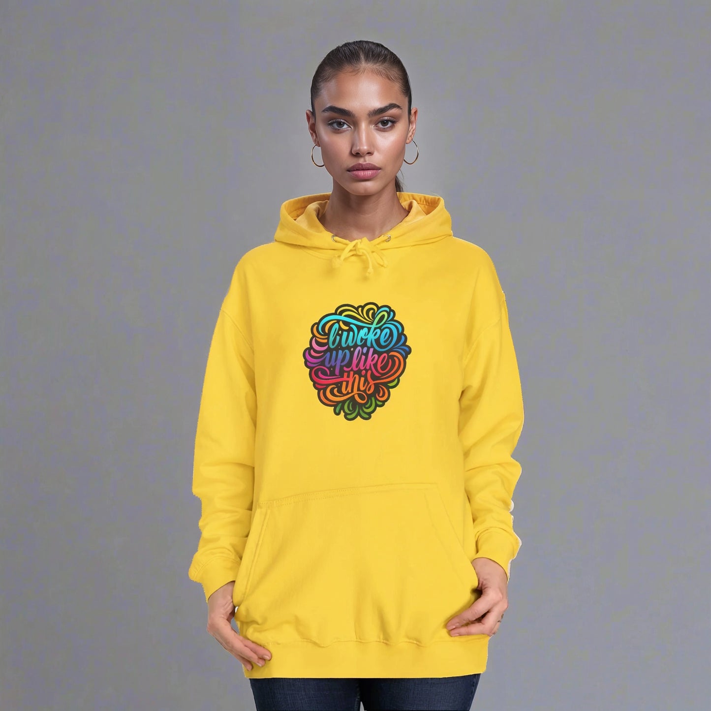 Woke Up Like This Hoodie – Unisex College Casual Wear