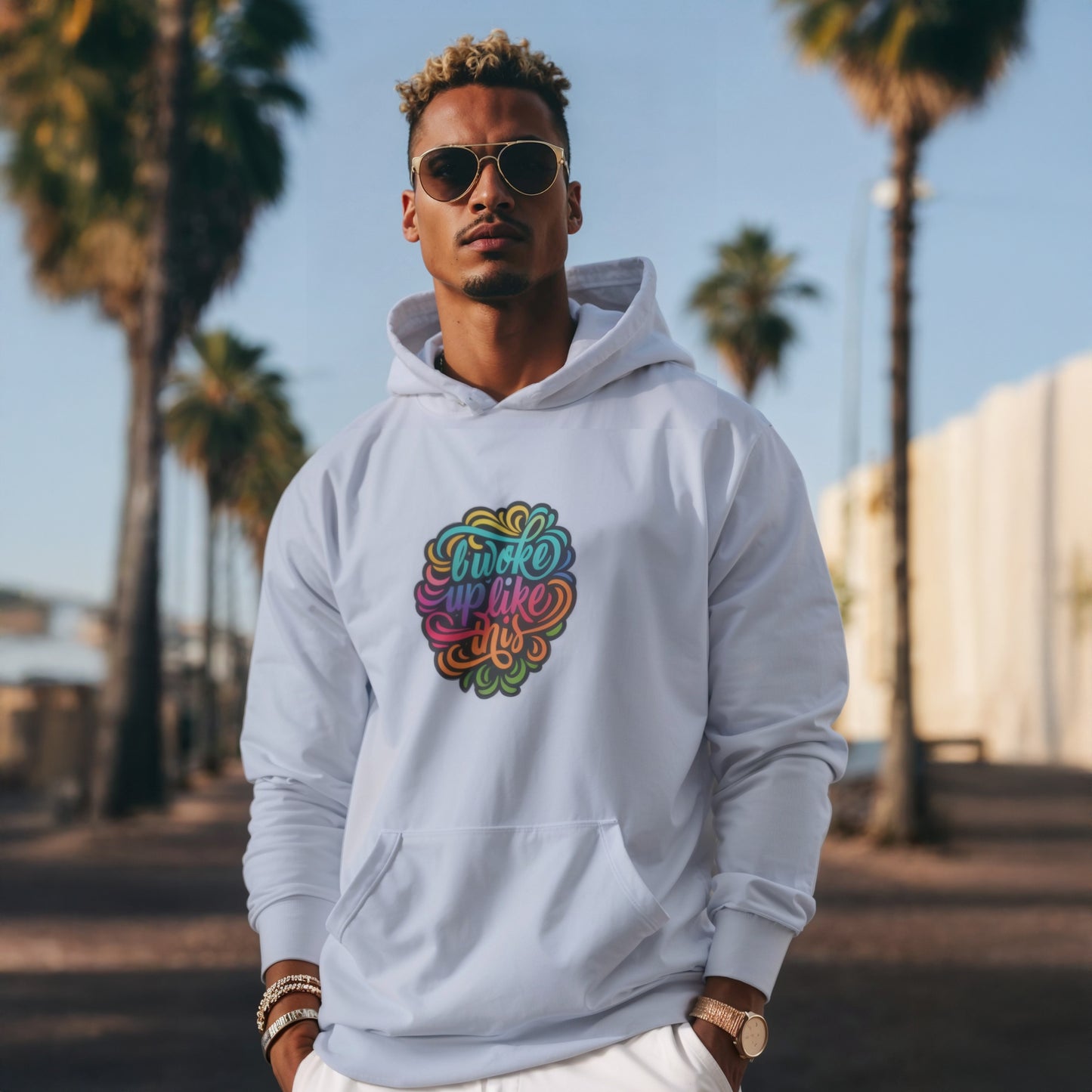 Woke Up Like This Hoodie – Unisex College Casual Wear
