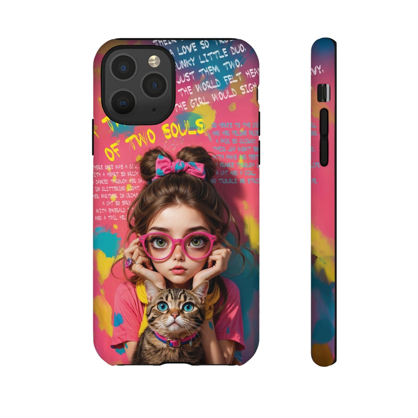 iPhone Cases - Cute Girl and Cat Street Art Style Design - iPhone 11 Pro / Matte - Phone Case