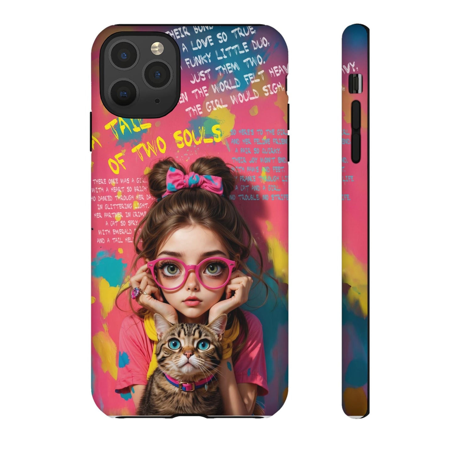 iPhone Cases - Cute Girl and Cat Street Art Style Design - iPhone 11 Pro Max / Matte - Phone Case