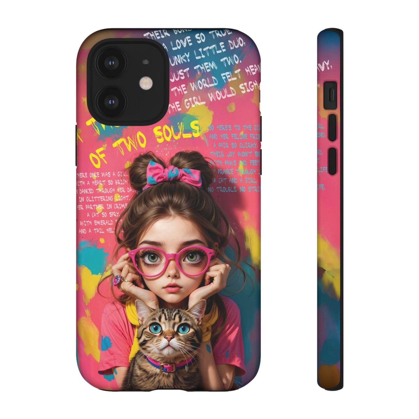 iPhone Cases - Cute Girl and Cat Street Art Style Design - iPhone 12 / Matte - Phone Case