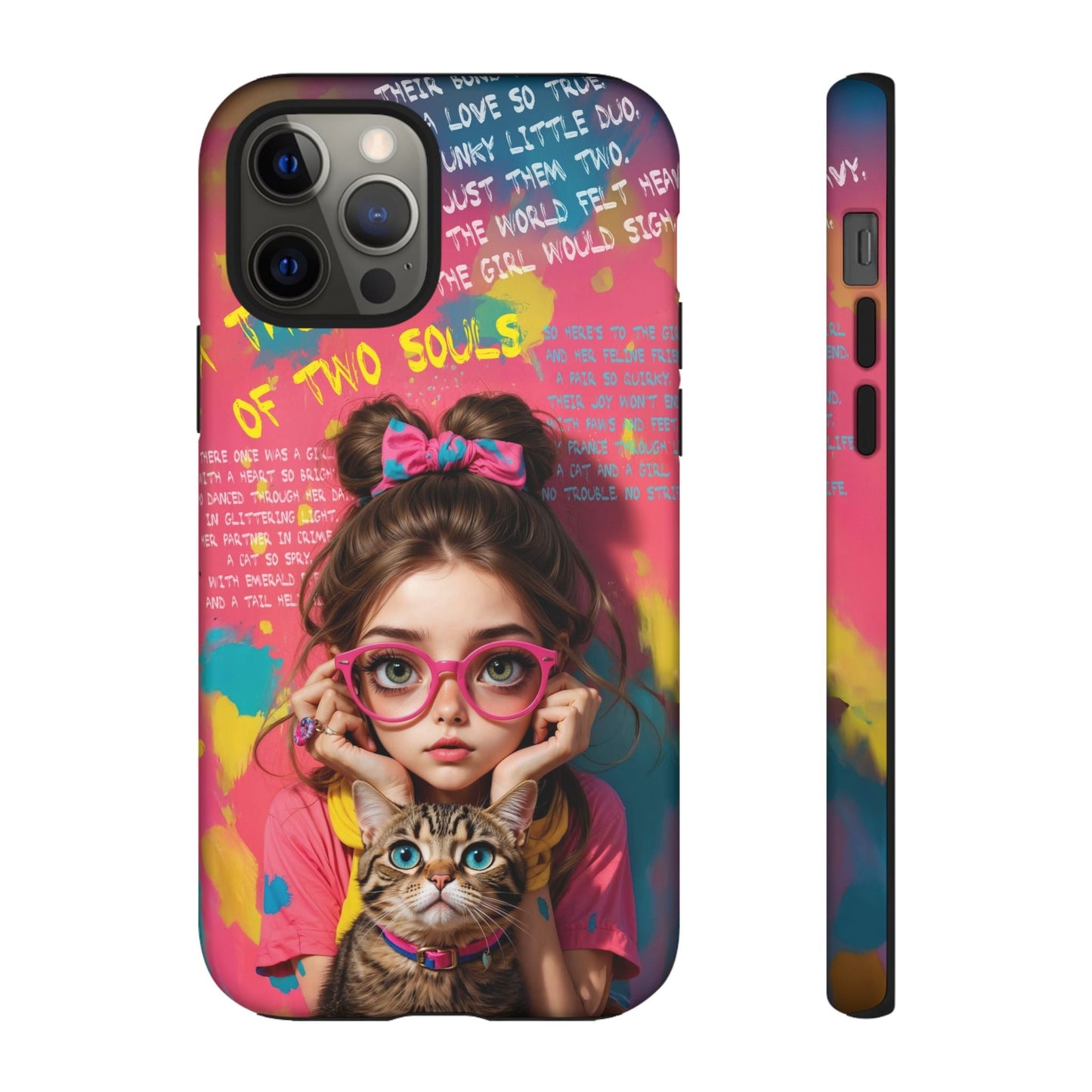 iPhone Cases - Cute Girl and Cat Street Art Style Design - iPhone 12 Pro / Matte - Phone Case