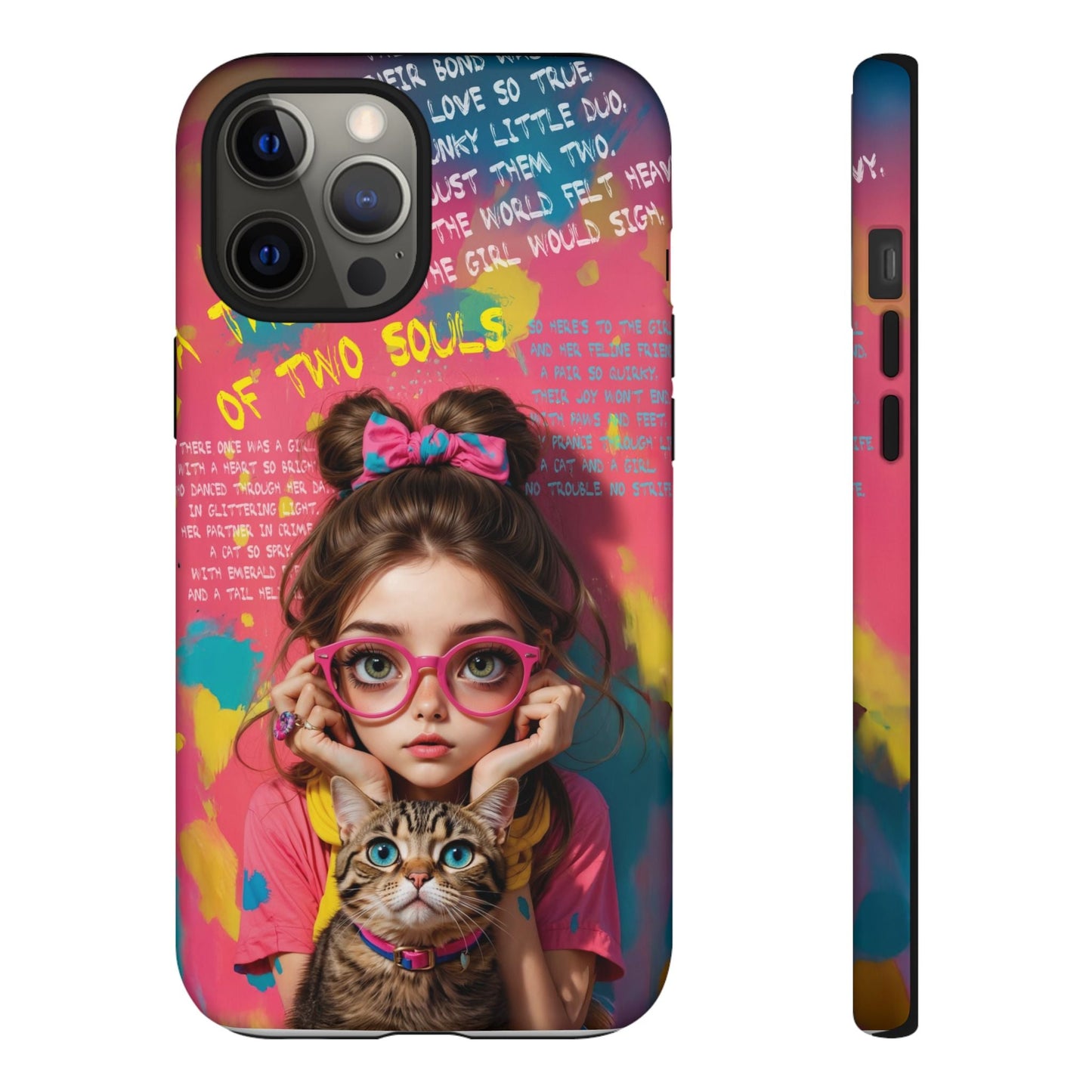 iPhone Cases - Cute Girl and Cat Street Art Style Design - iPhone 12 Pro Max / Matte - Phone Case