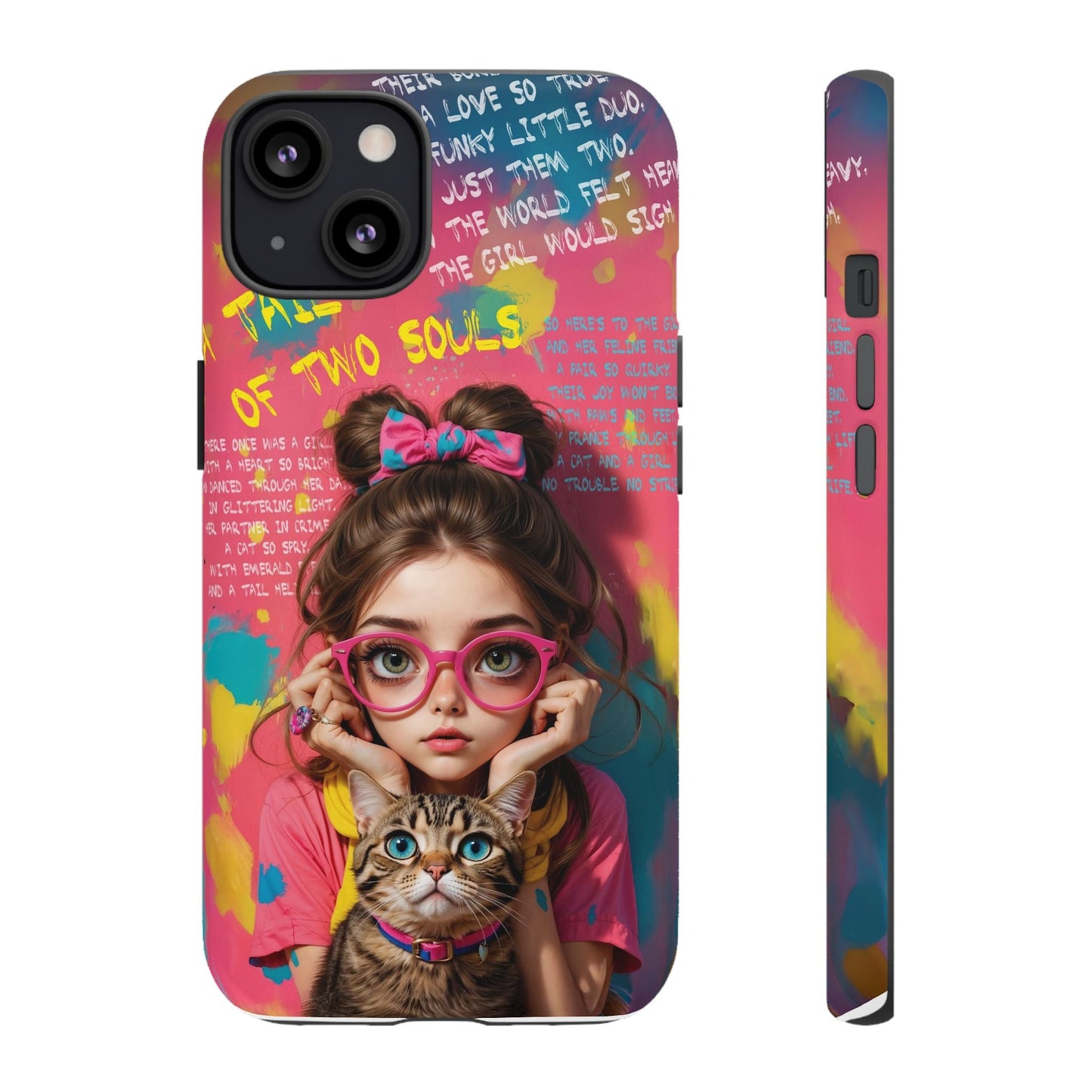 iPhone Cases - Cute Girl and Cat Street Art Style Design - iPhone 13 / Matte - Phone Case
