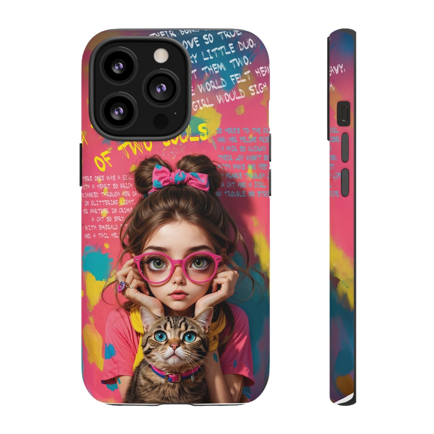 iPhone Cases - Cute Girl and Cat Street Art Style Design - iPhone 13 Pro / Matte - Phone Case