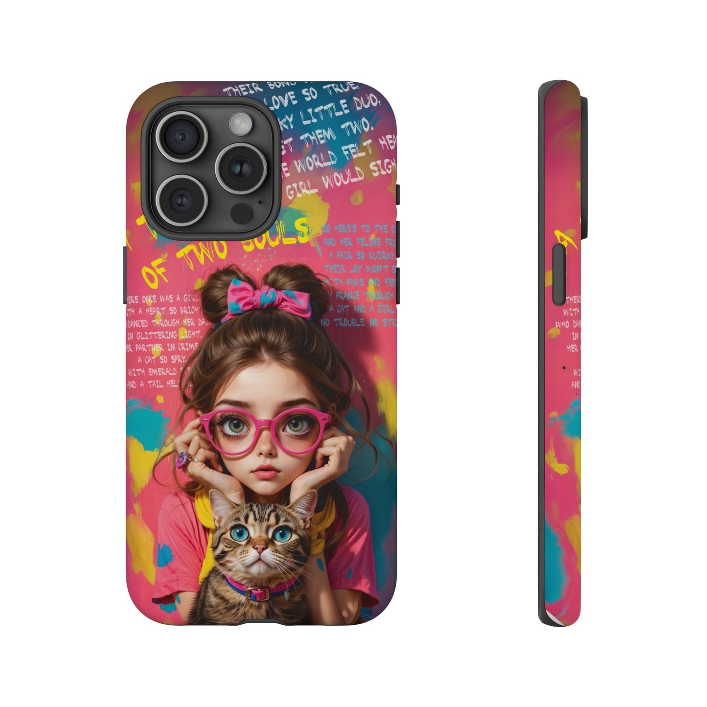 iPhone Cases - Cute Girl and Cat Street Art Style Design - iPhone 15 Pro Max / Matte - Phone Case
