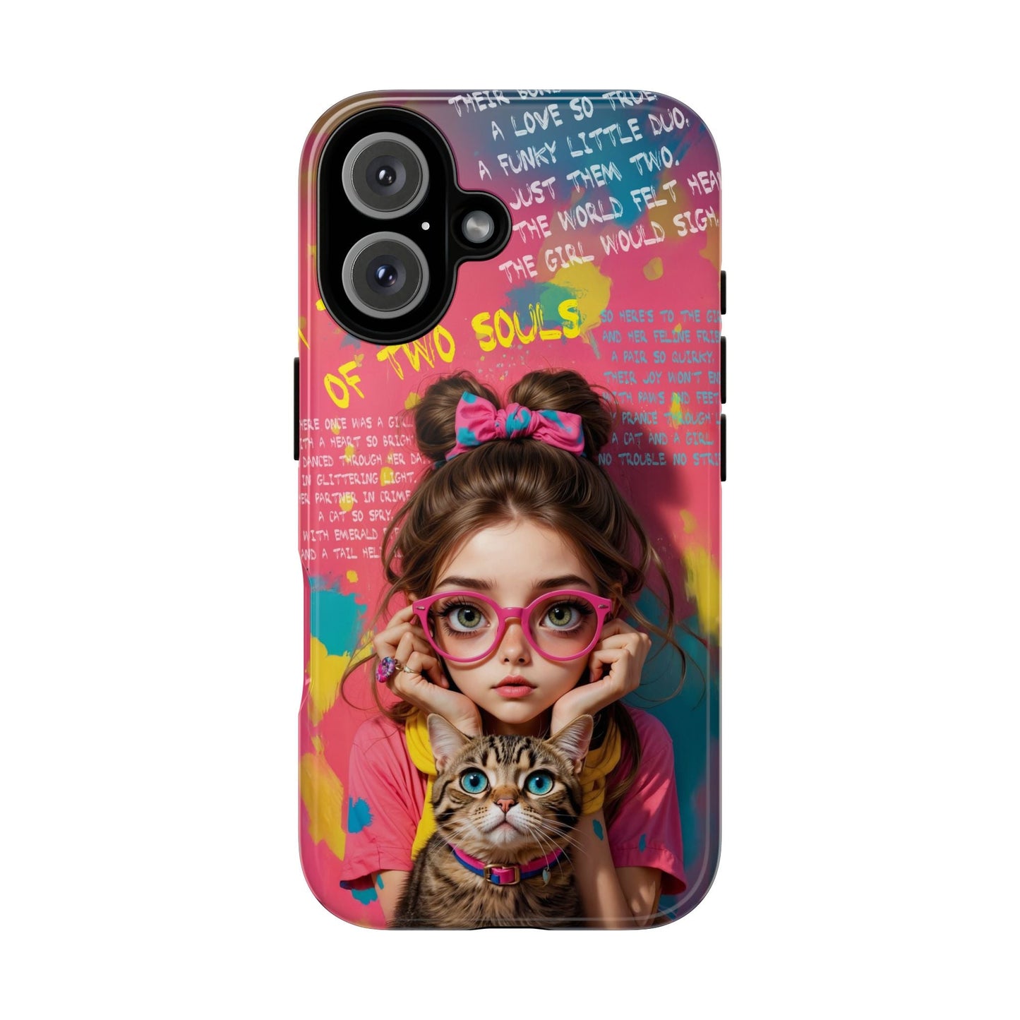 iPhone Cases - Cute Girl and Cat Street Art Style Design - iPhone 16 / Glossy - Phone Case