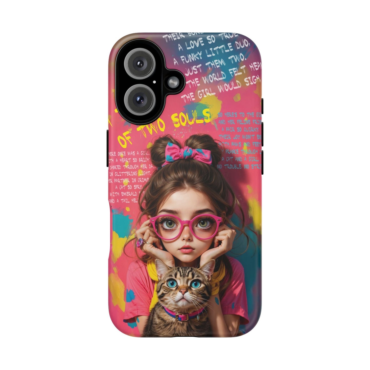 iPhone Cases - Cute Girl and Cat Street Art Style Design - iPhone 16 / Matte - Phone Case