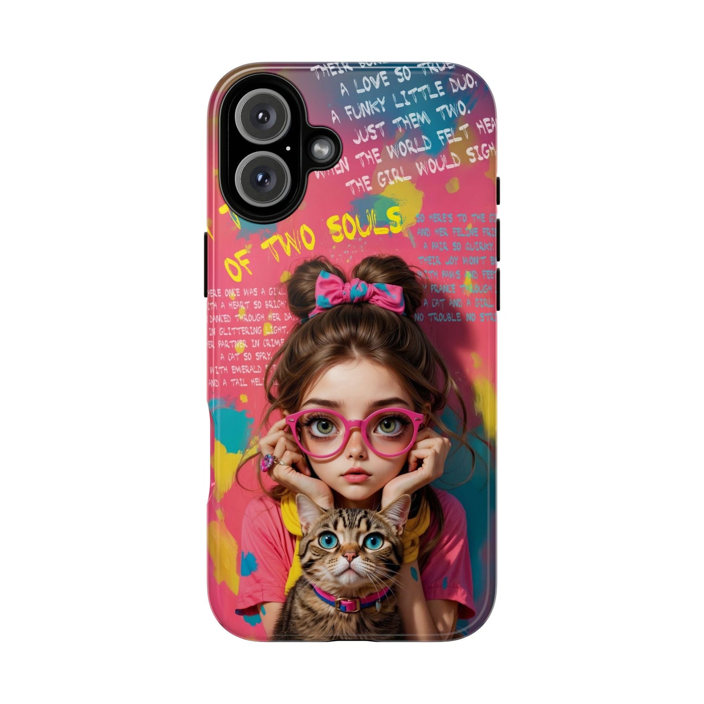 iPhone Cases - Cute Girl and Cat Street Art Style Design - iPhone 16 Plus / Glossy - Phone Case