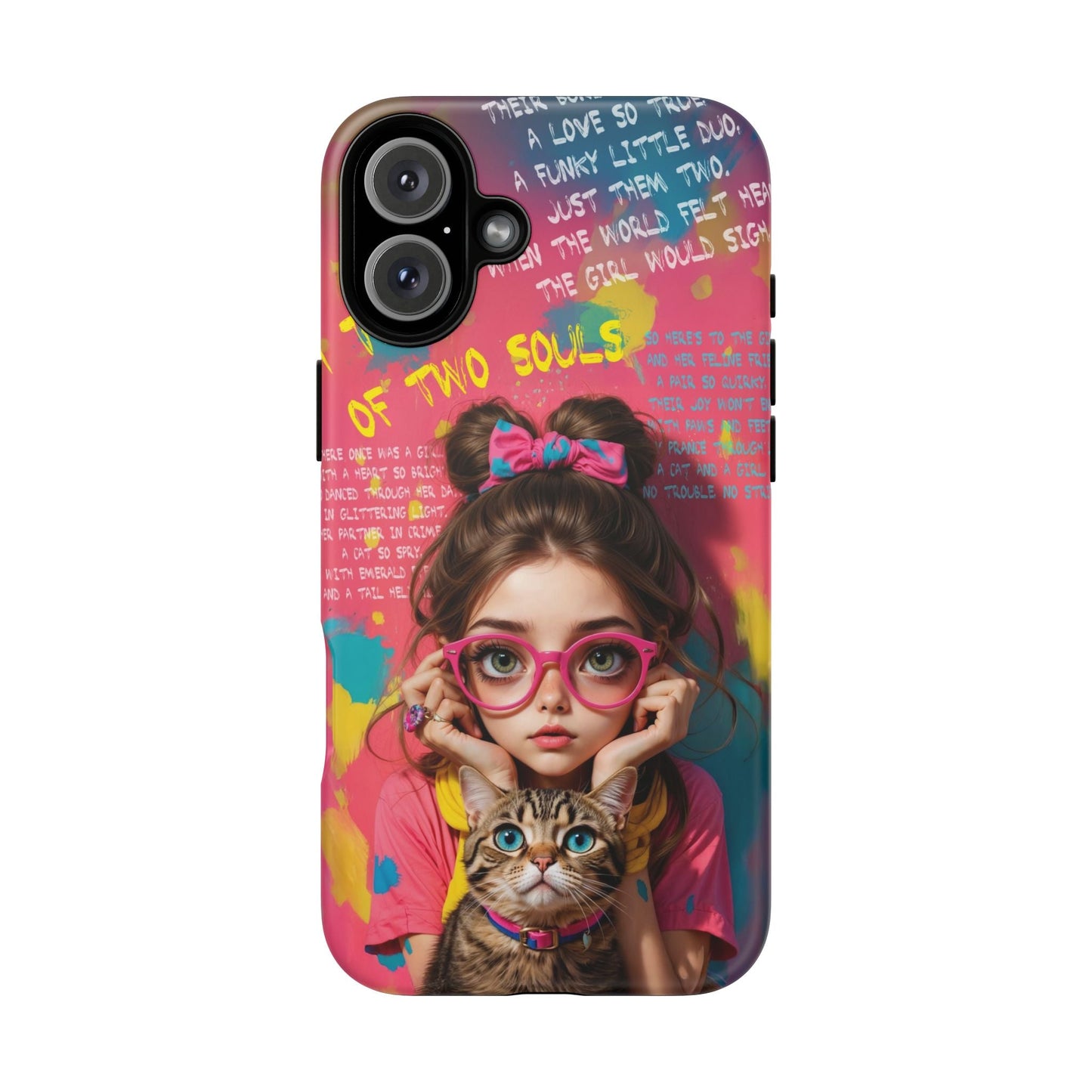 iPhone Cases - Cute Girl and Cat Street Art Style Design - iPhone 16 Plus / Matte - Phone Case