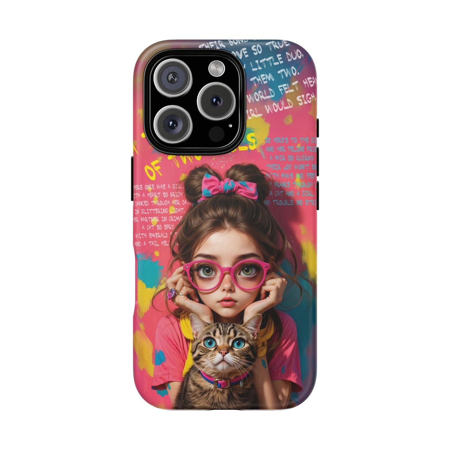 iPhone Cases - Cute Girl and Cat Street Art Style Design - iPhone 16 Pro / Matte - Phone Case
