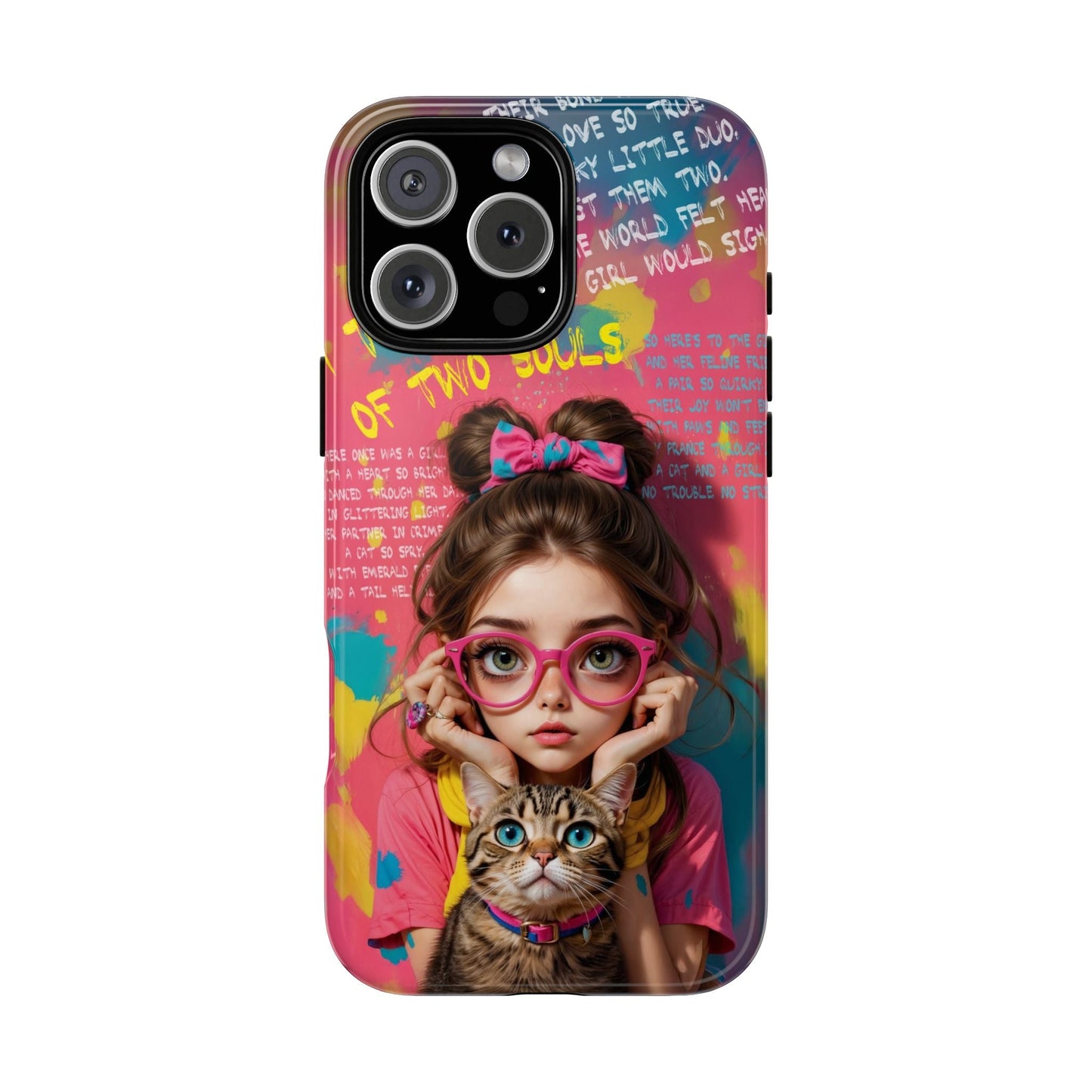 iPhone Cases - Cute Girl and Cat Street Art Style Design - iPhone 16 Pro Max / Glossy - Phone Case