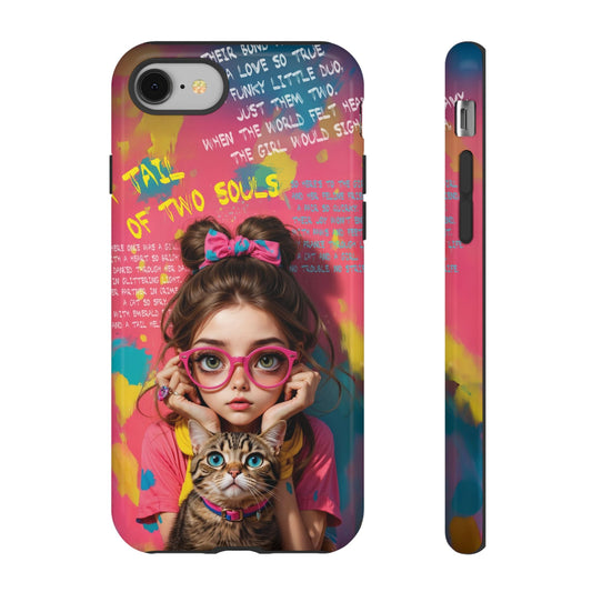 iPhone Cases - Cute Girl and Cat Street Art Style Design - iPhone 8 / Glossy - Phone Case