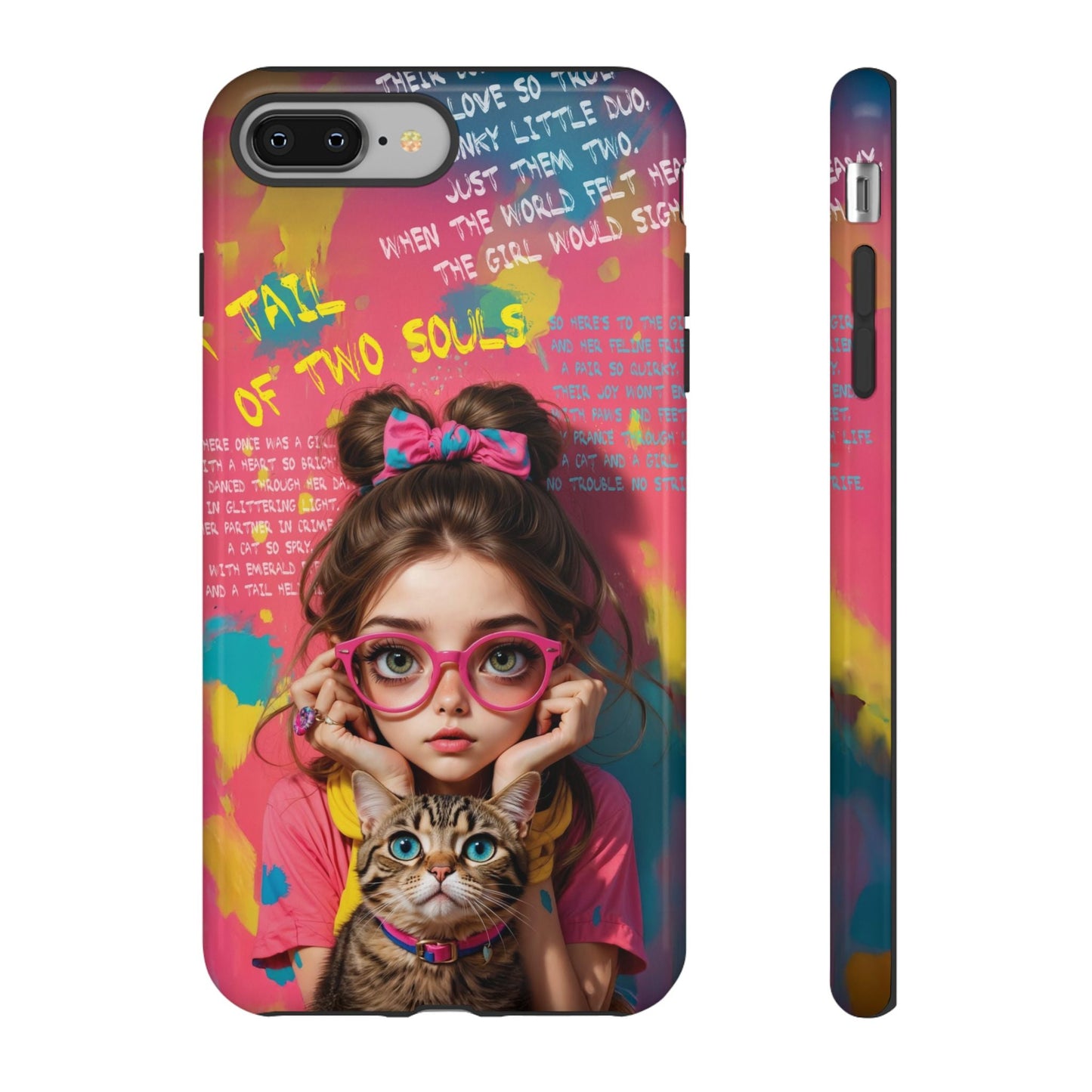 iPhone Cases - Cute Girl and Cat Street Art Style Design - iPhone 8 Plus / Glossy - Phone Case