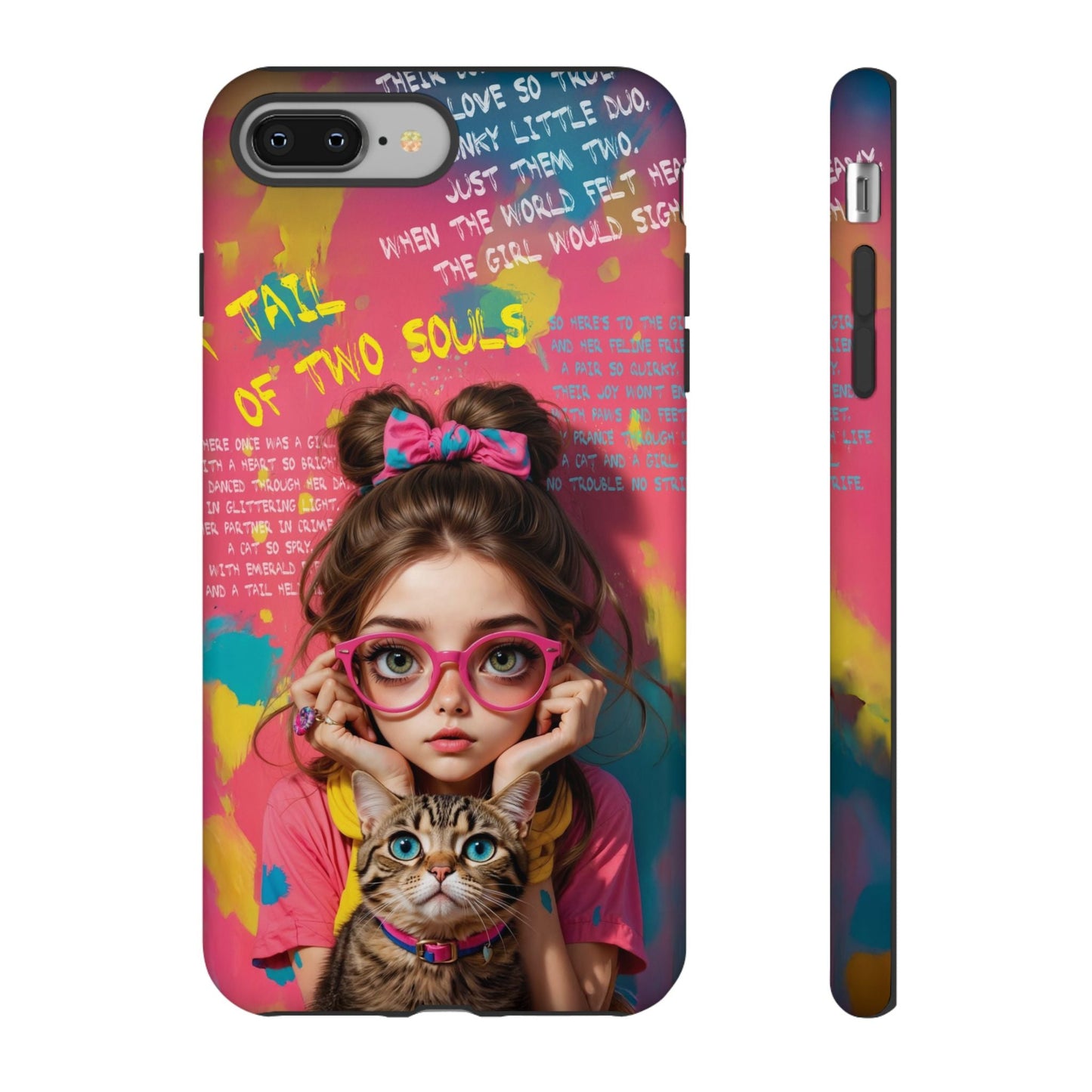 iPhone Cases - Cute Girl and Cat Street Art Style Design - iPhone 8 Plus / Matte - Phone Case