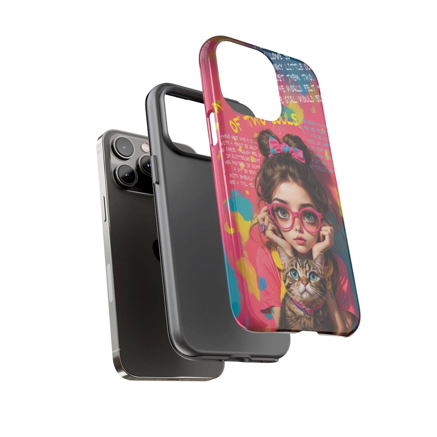 iPhone Cases - Cute Girl and Cat Street Art Style Design - Phone Case