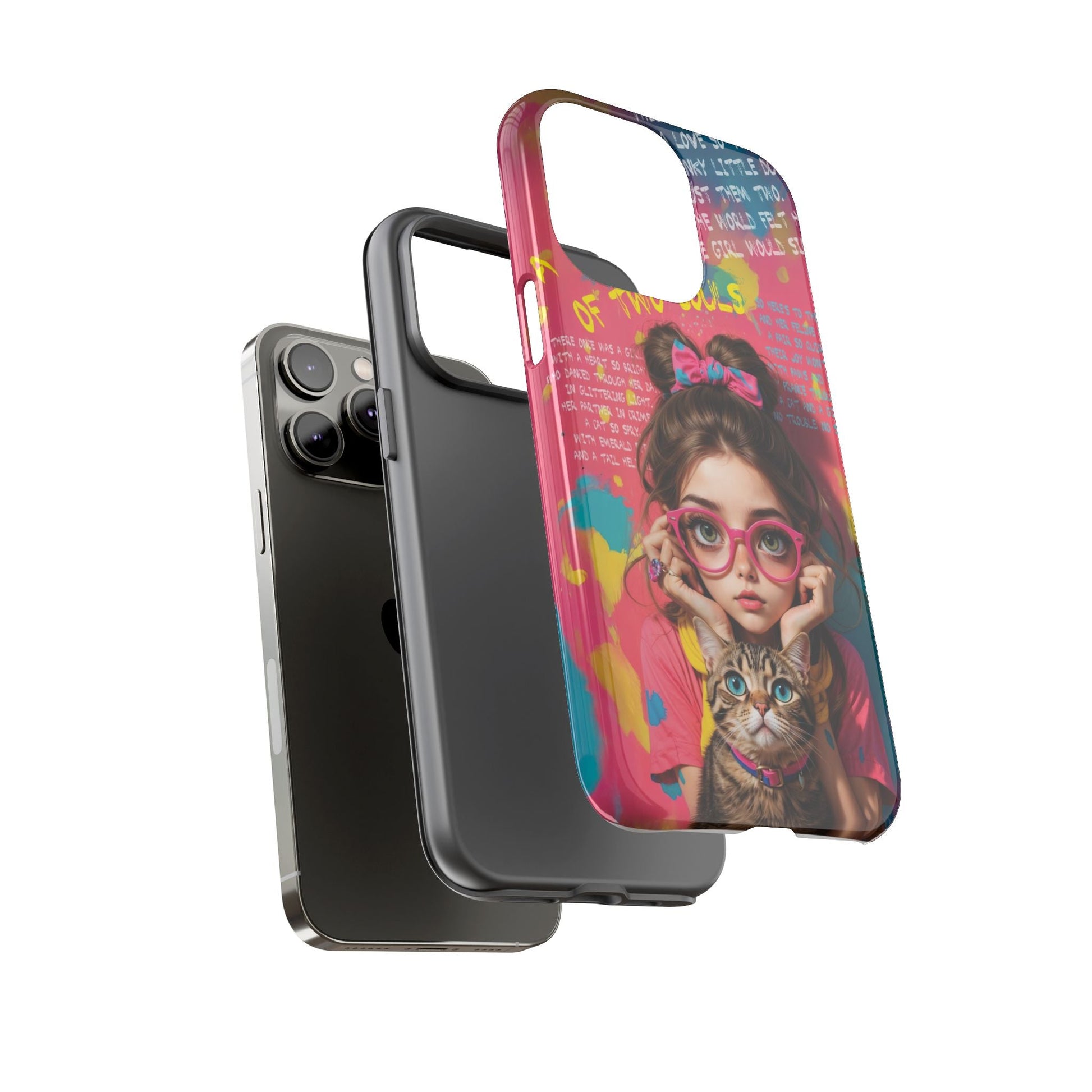 iPhone Cases - Cute Girl and Cat Street Art Style Design - Phone Case