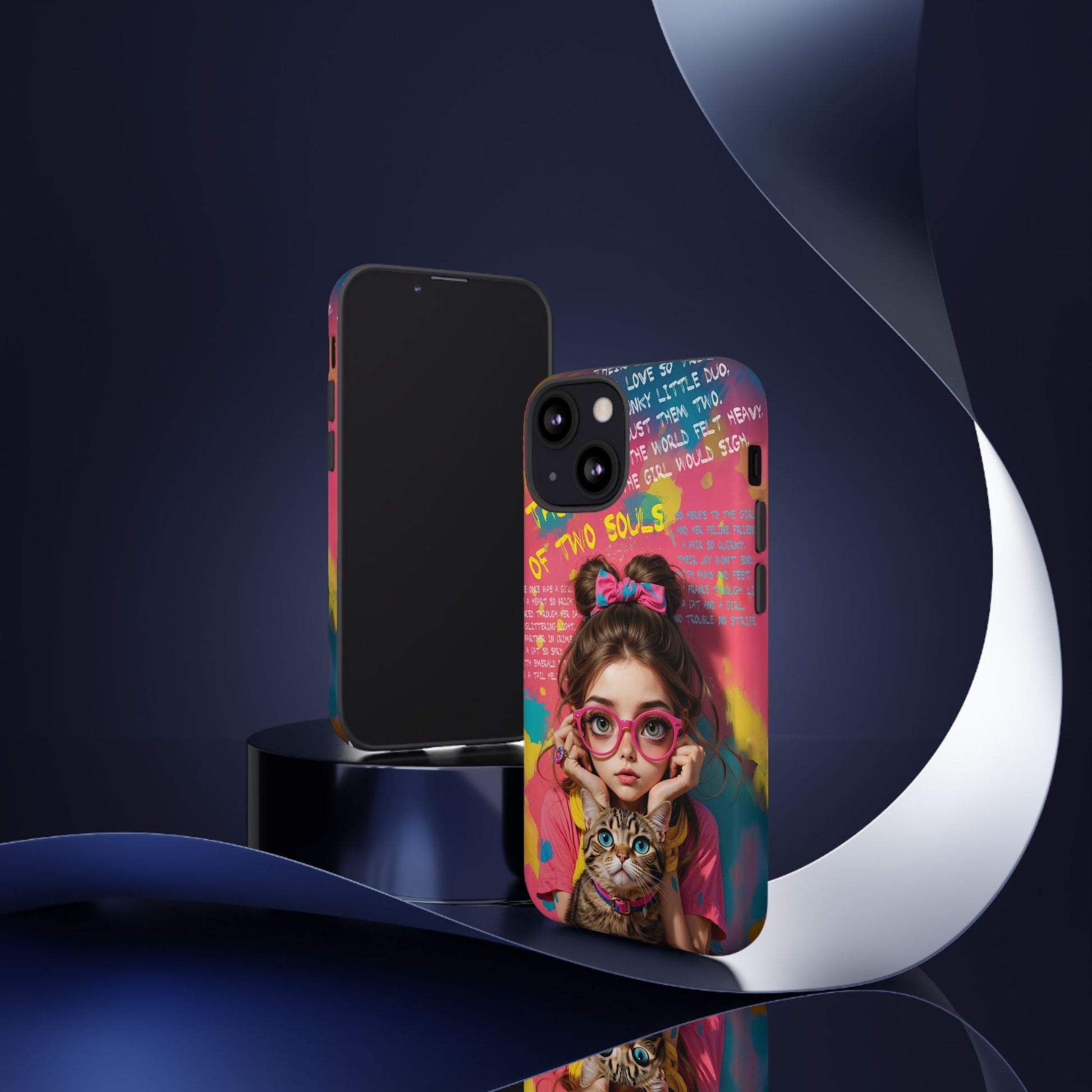 iPhone Cases - Cute Girl and Cat Street Art Style Design - Phone Case