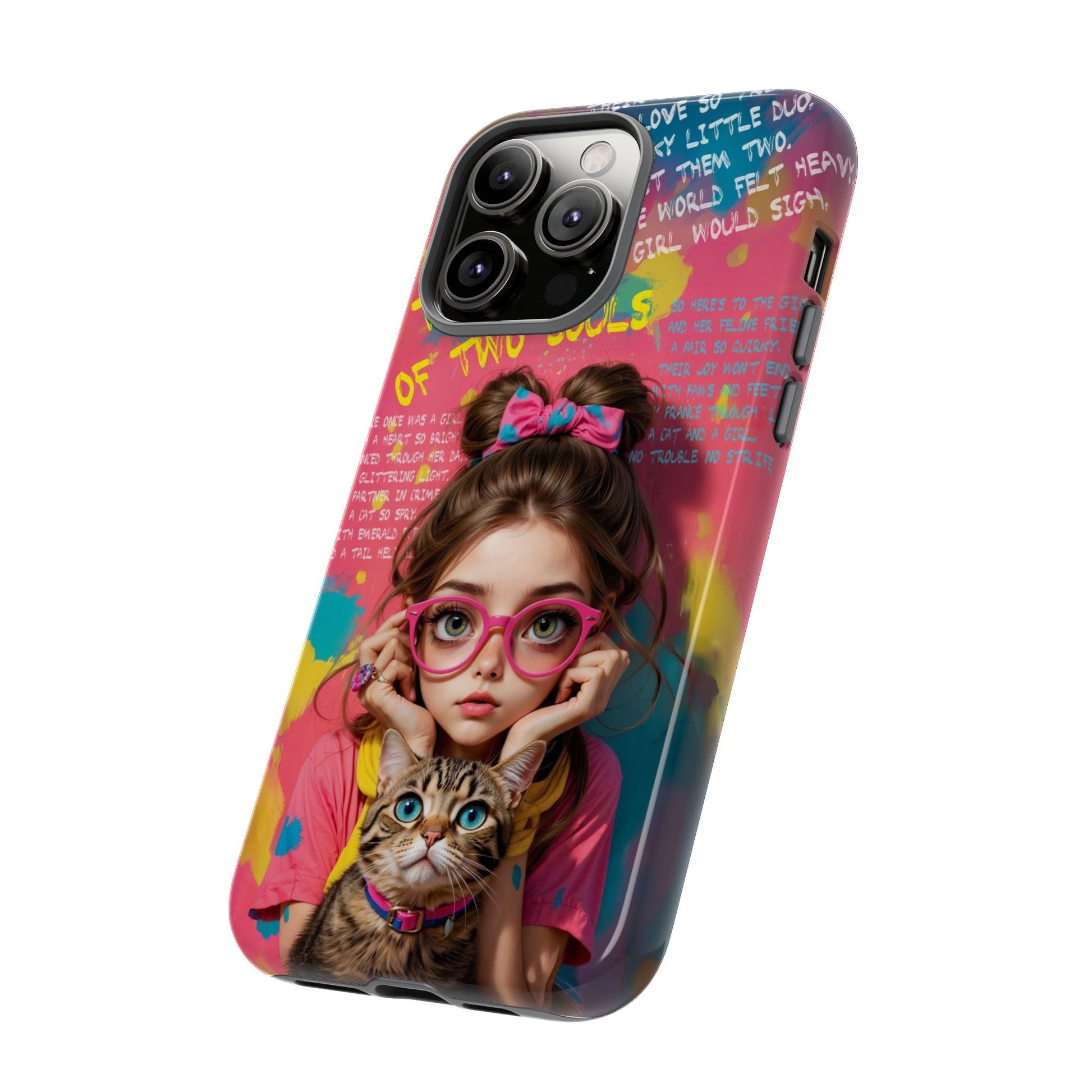 iPhone Cases - Cute Girl and Cat Street Art Style Design - Phone Case